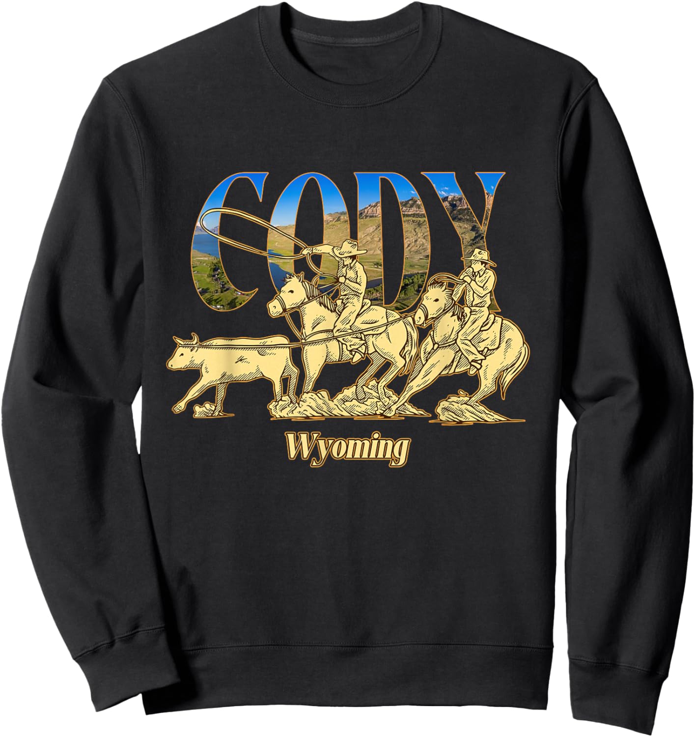 Cody Wyoming Landscape Cody Cowboy Wyoming Souvenir Sweatshirt - Sweatshirt | Black