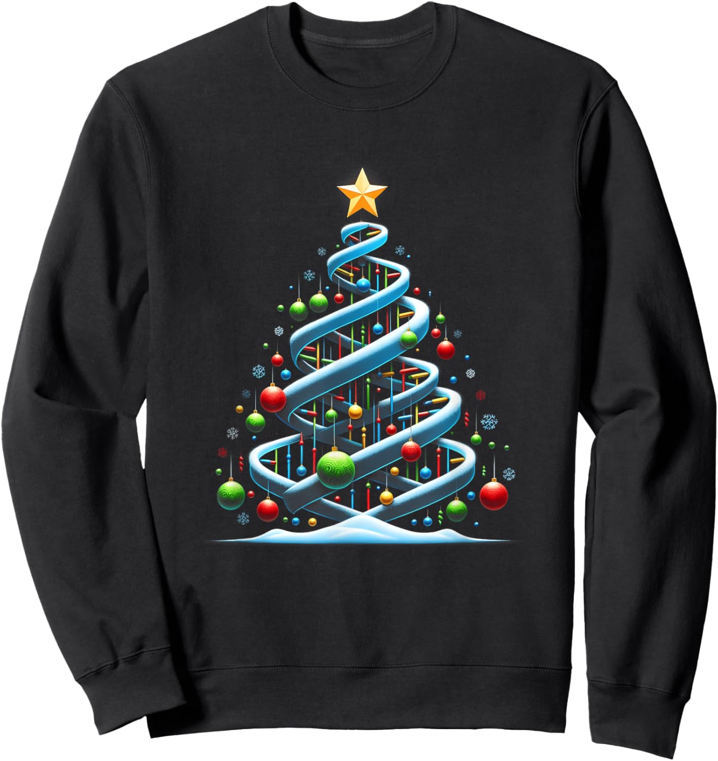 DNA Helix Christmas Tree Scientist Biology Science Teacher Sweatshirt - Sweatshirt | Black