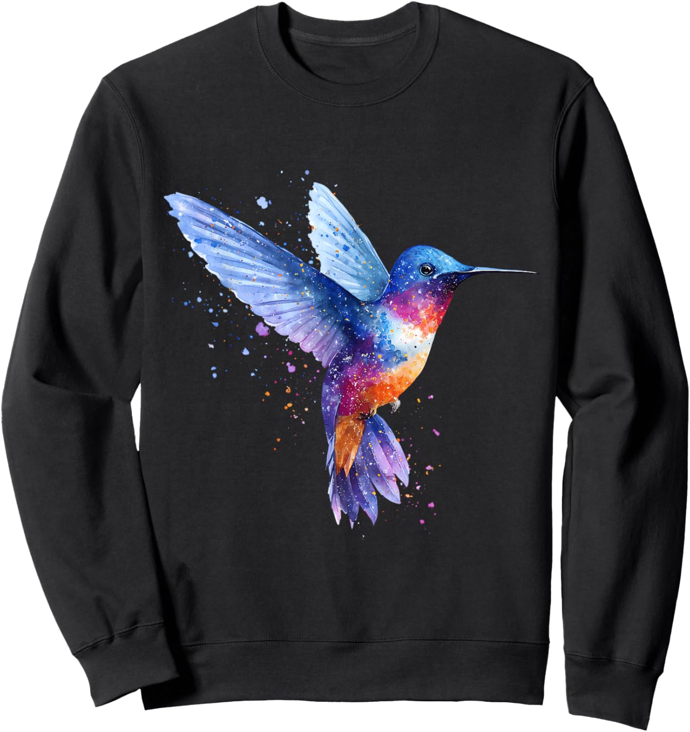 Hummingbird Lover Portrait Artwork Tropical Animal Art Sweatshirt - Sweatshirt | Black