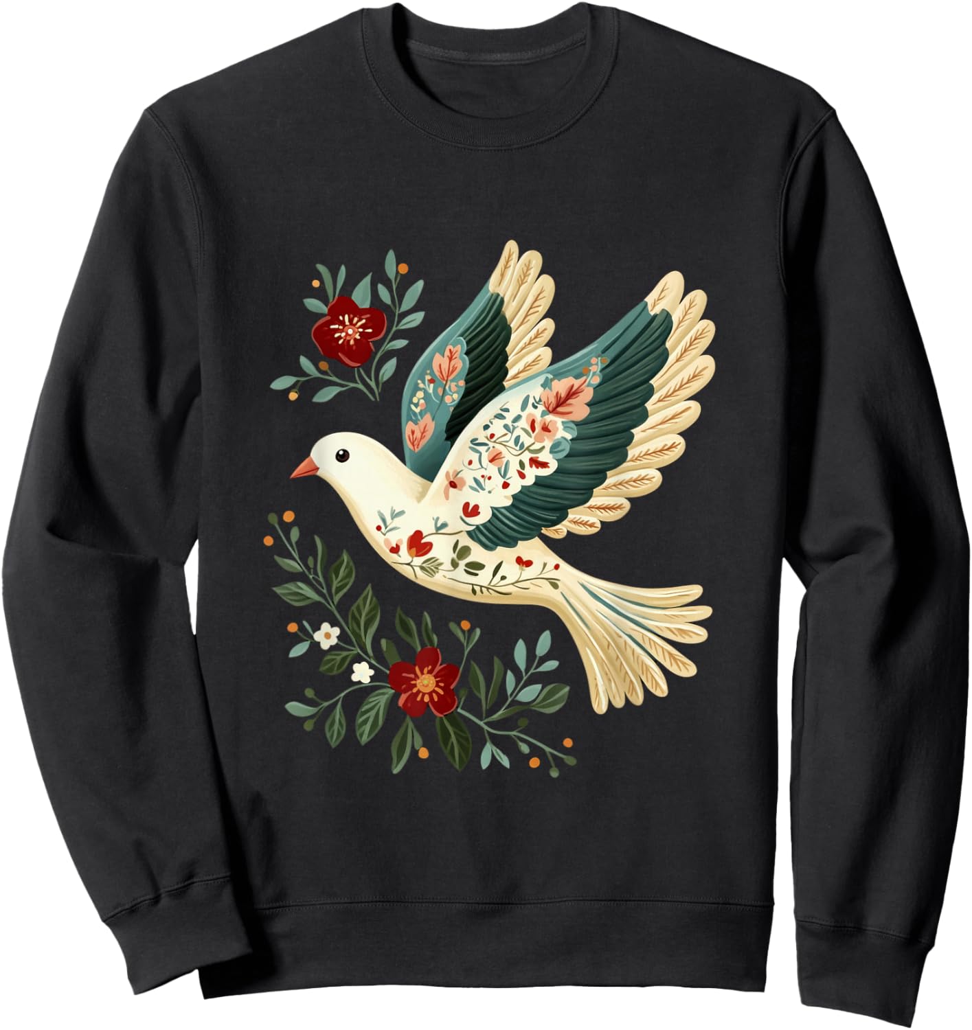 Friedenstaube Frieden Taube mit farbigen Blumen Sweatshirt - Sweatshirt | Black