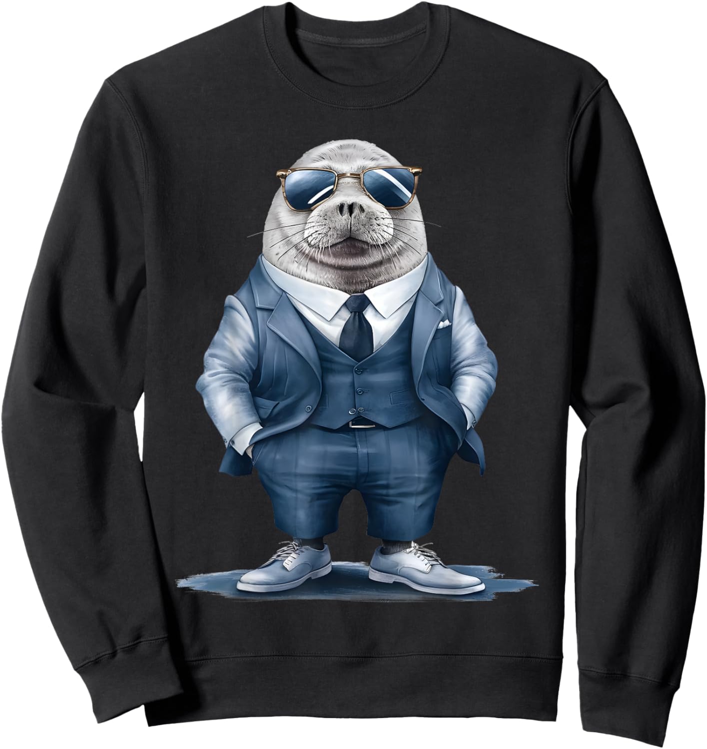 Seal Men Woman Seal In Suit Seal Sweatshirt - Sweatshirt | Black