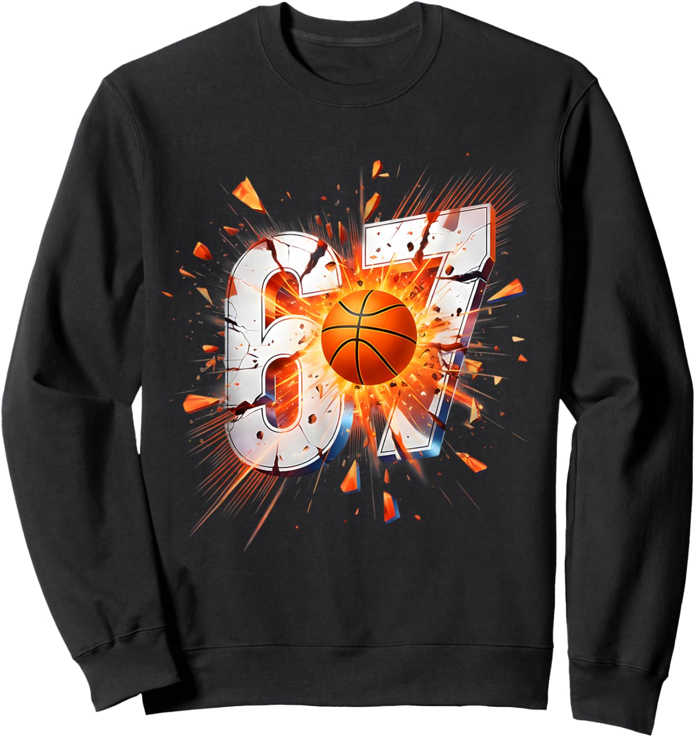 67 Basketball Six Seven 6 7 Meme 67 Funny Sports Sweatshirt - Sweatshirt | Black