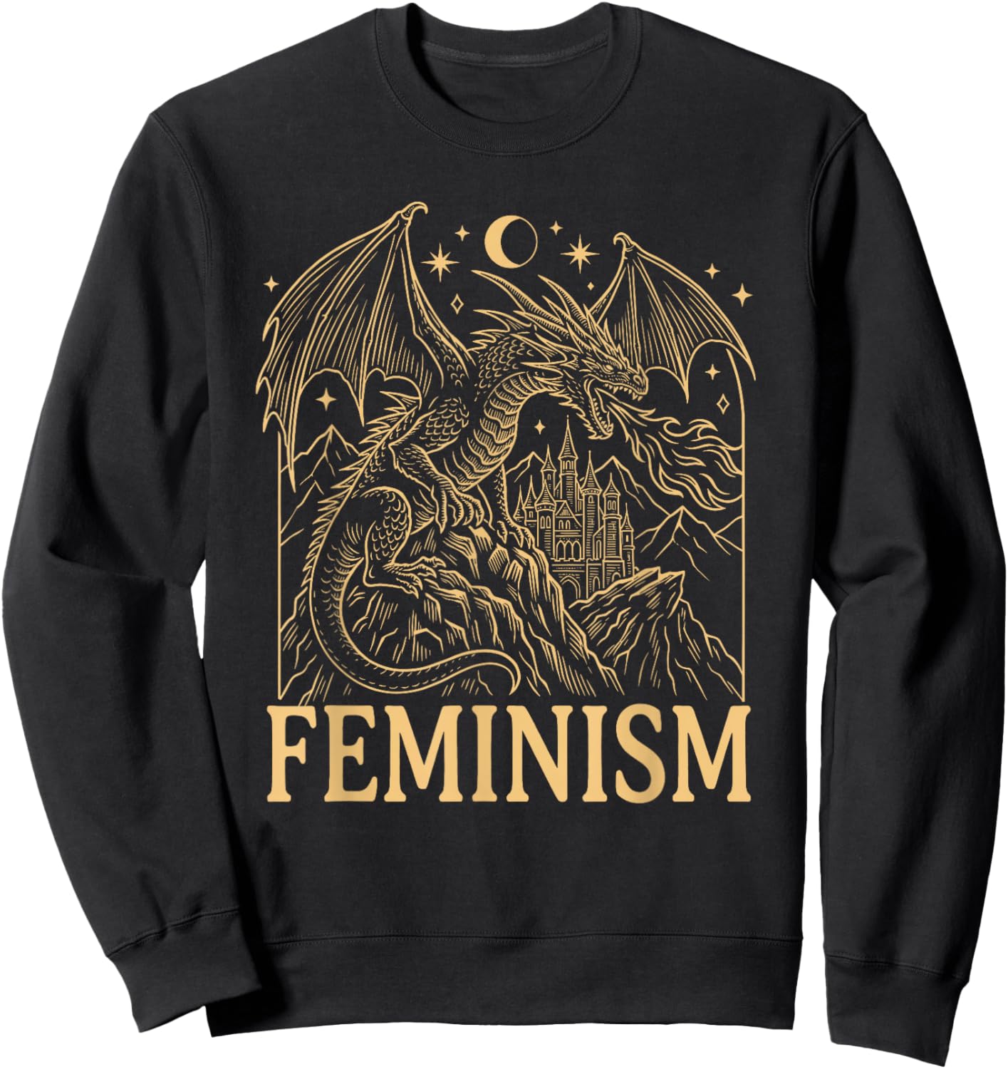 Feminist Gothic Fantasy Dragon Feminism Empowered Woman Sweatshirt - Sweatshirt | Black