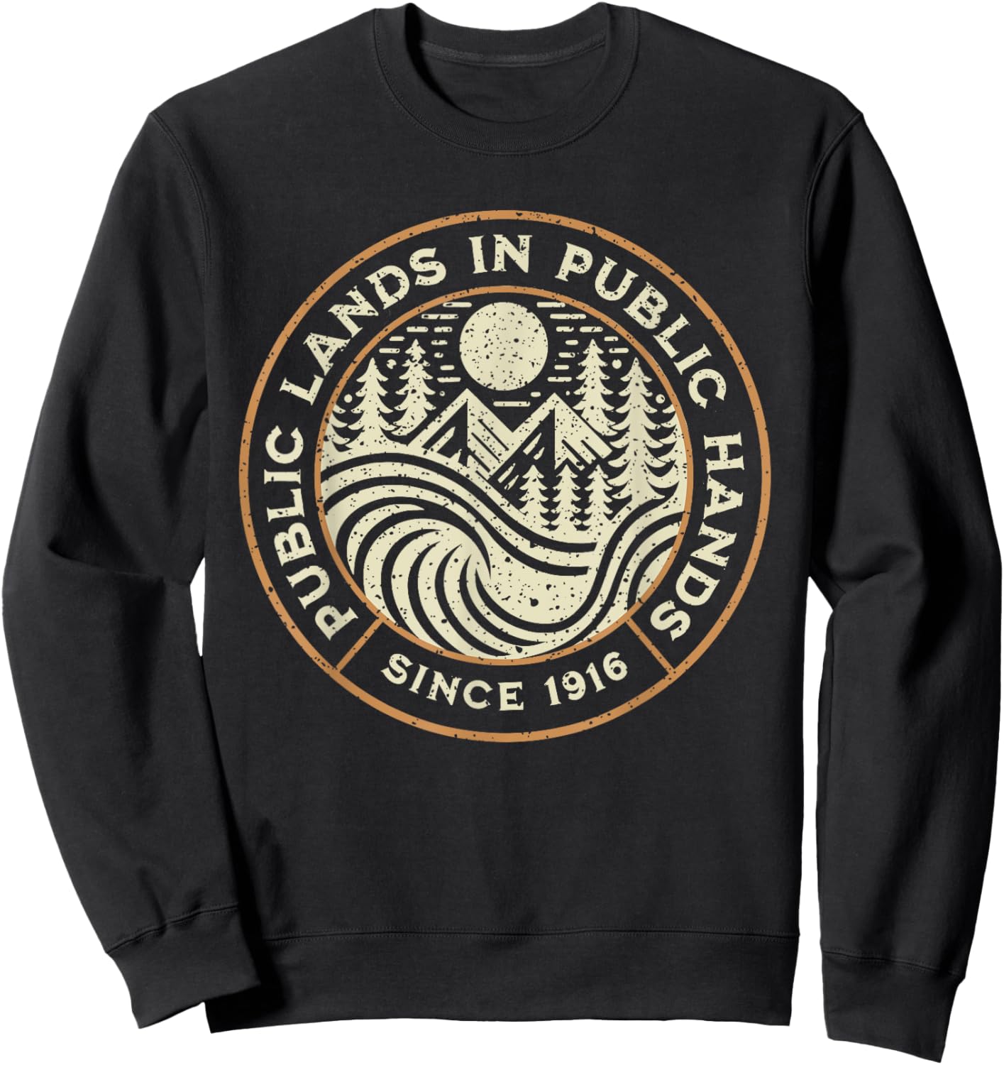 Funny Retro Public Lands in Public Hands National Parks Sweatshirt - Sweatshirt | Black