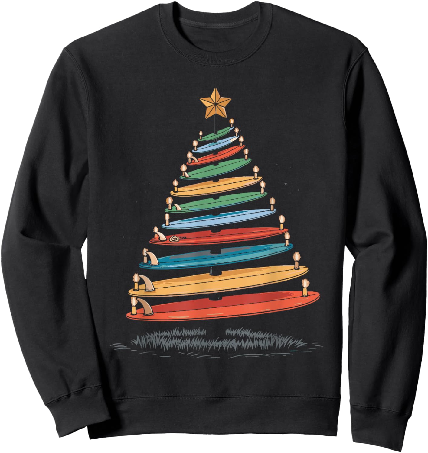 Christmas Tree Surfboard Sweatshirt - Sweatshirt | Black