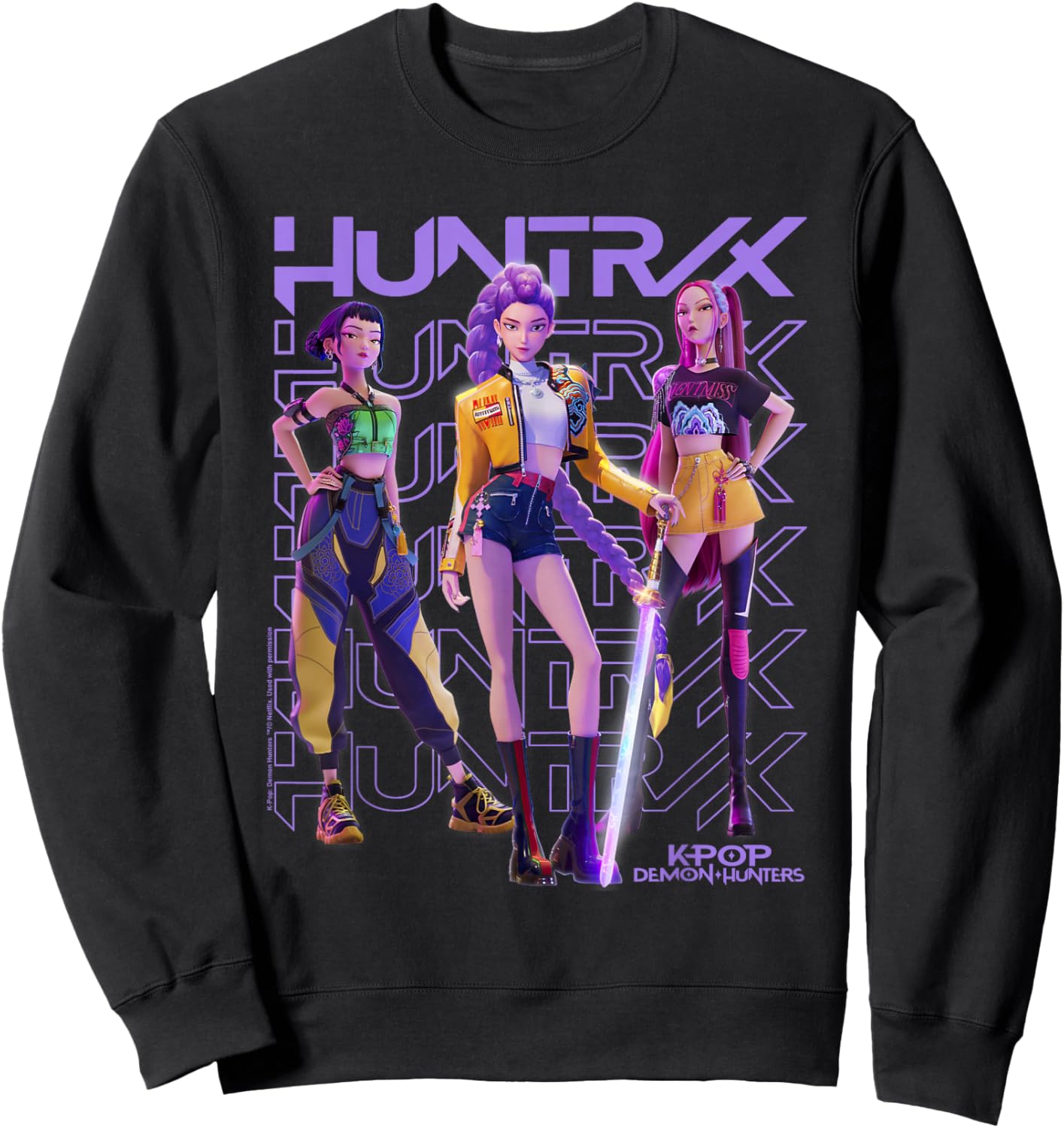 KPop Demon Hunters Huntrix Trio Officially Licensed Sweatshirt - Sweatshirt | Black