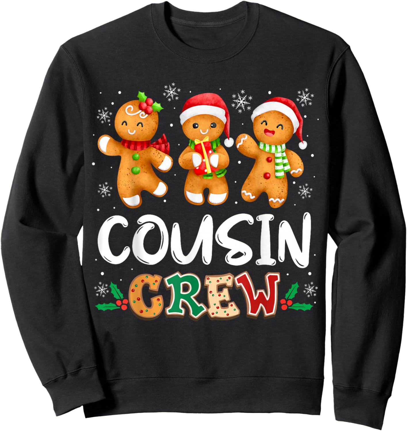 Cousin Crew Christmas Pajama Shirt Gingerbread Man Sweatshirt - Sweatshirt | Black