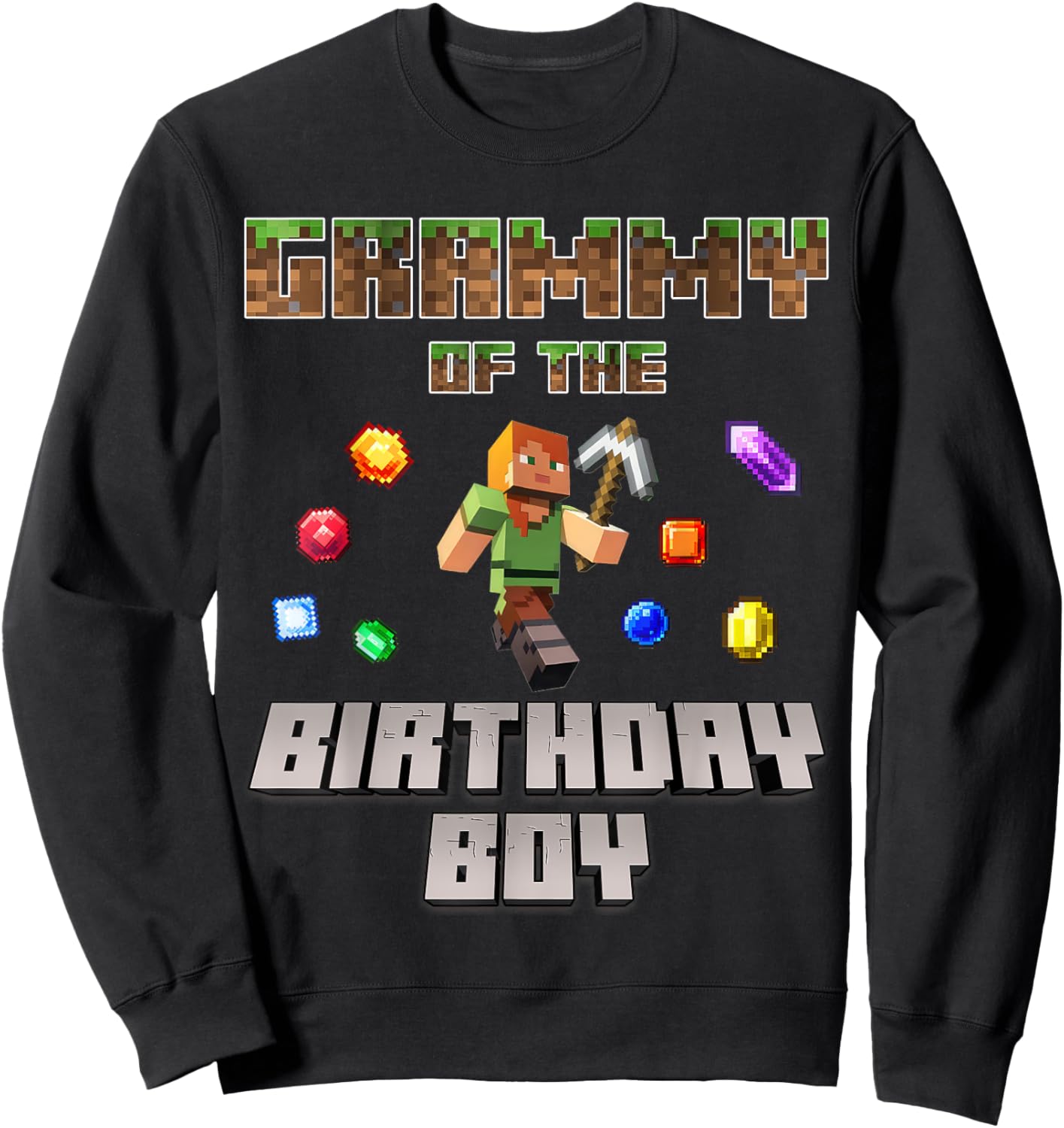 Grammy Of The Birthday Boy Video Gamer Pixel Number Sweatshirt - Sweatshirt | Black