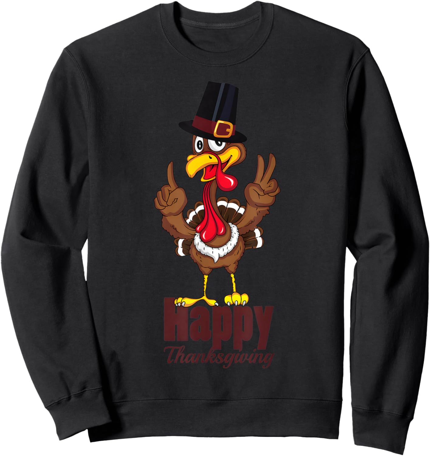 Happy Thanksgiving Funny Turkey Family Men Women Graphic Sweatshirt - Sweatshirt | Black