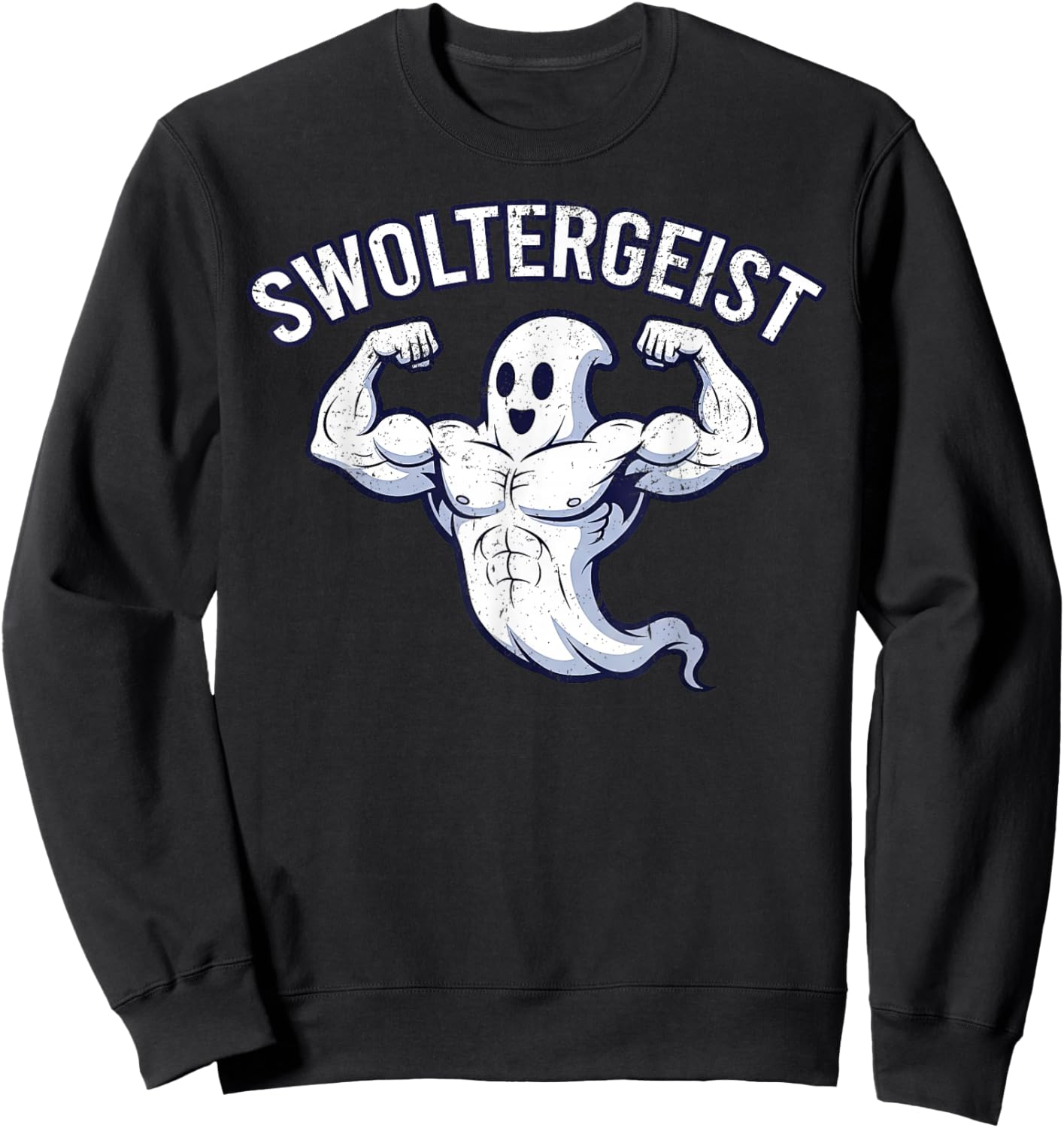Halloween Bodybuilding Ghost Funny Swoltergeist Spooky Gym Sweatshirt - Sweatshirt | Black