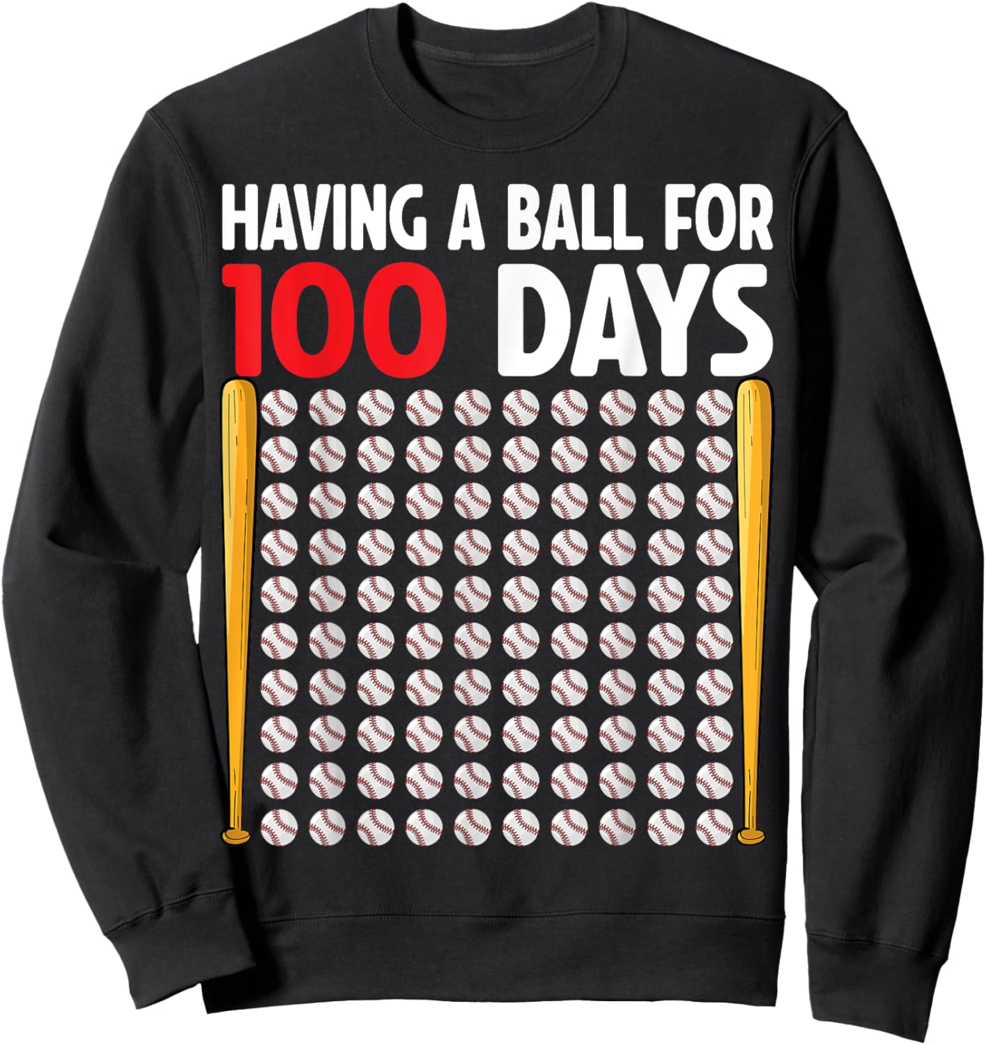 100 Days Of School Baseball Boys Kids 100th Day of School Sweatshirt - Sweatshirt | Black
