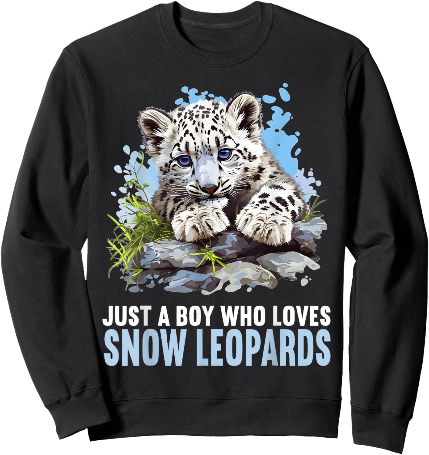 Just a Boy who loves Snow Leopards Lovers Snow Leopard Sweatshirt - Sweatshirt | Black