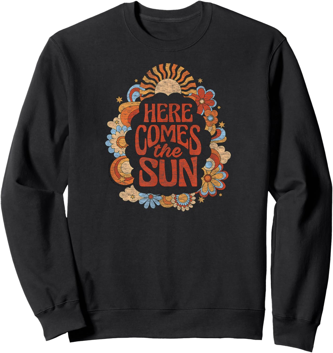 The Beatles - Here Comes The Sun Retro Vintage Flowers Sweatshirt - Sweatshirt | Black
