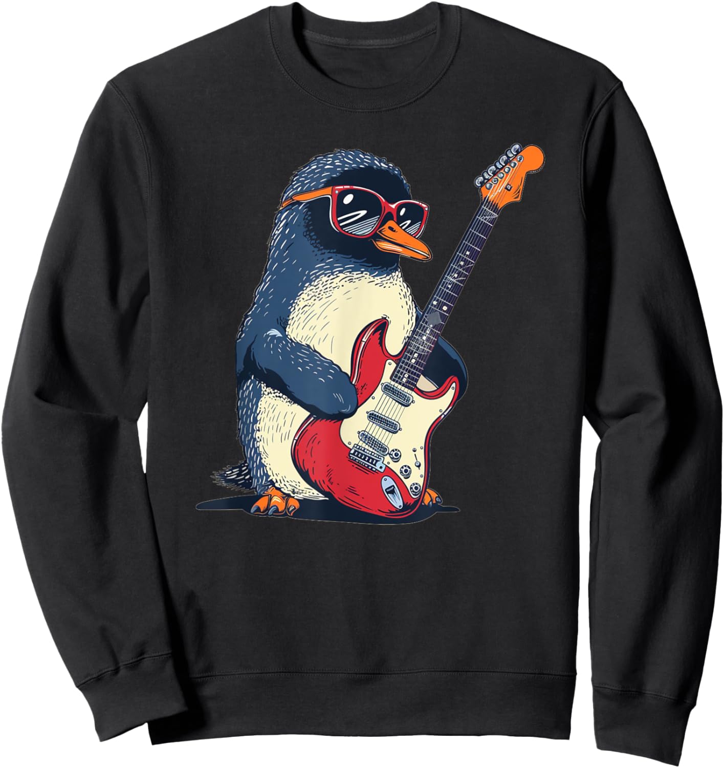 Nice Penguin Costume for emperor Penguin and Guitarists Fans Sweatshirt - Sweatshirt | Black