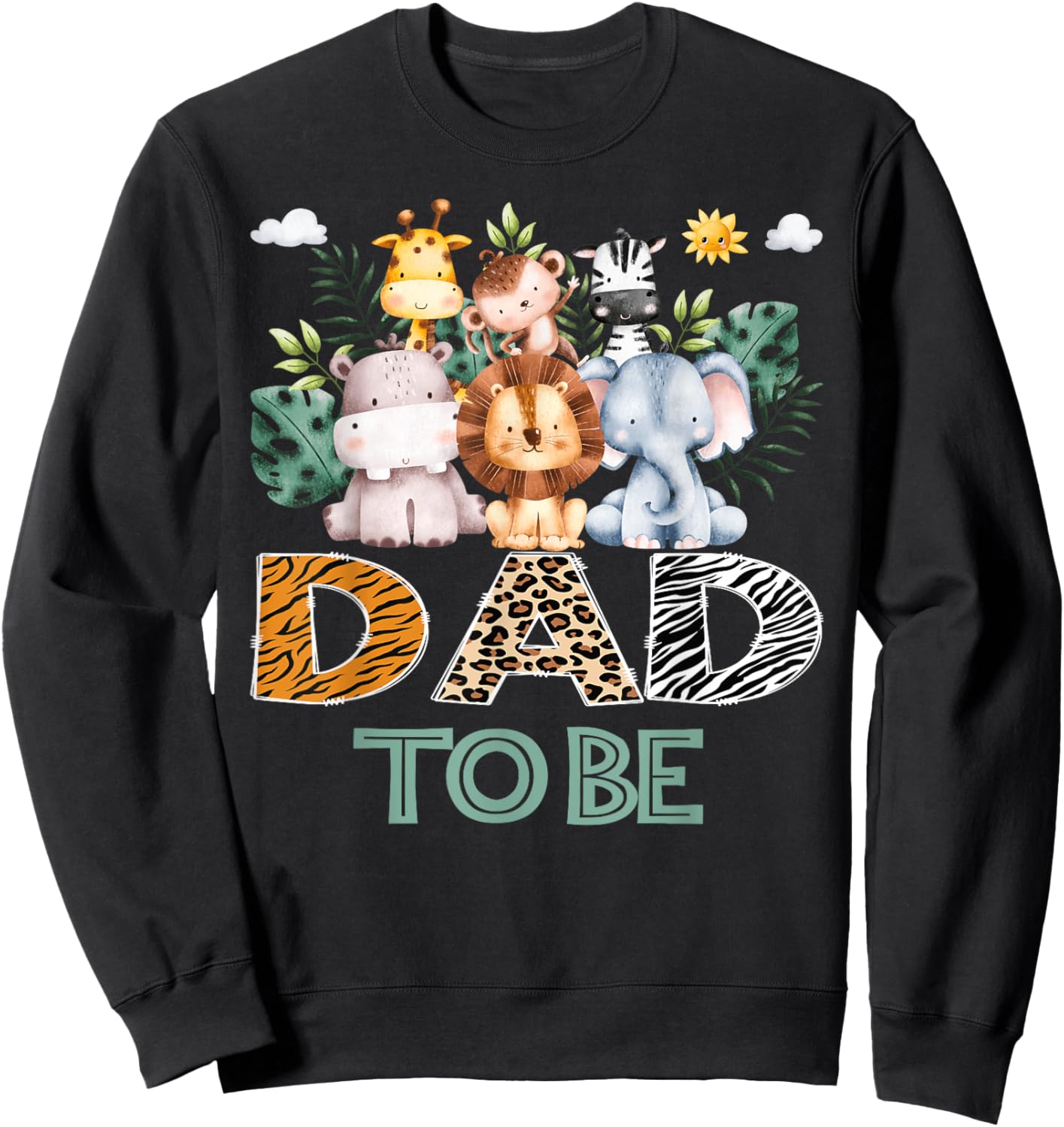 Soon To Be Dad Jungle Animal Safari Gender Reveal Sweatshirt - Sweatshirt | Black