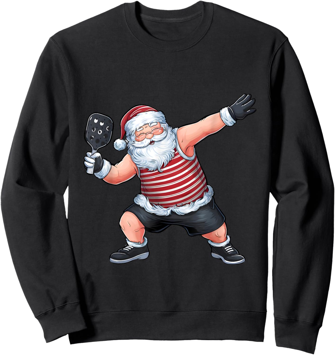 Funny Santa Clause Playing Pickleball Christmas Father's Day Sweatshirt - Sweatshirt | Black