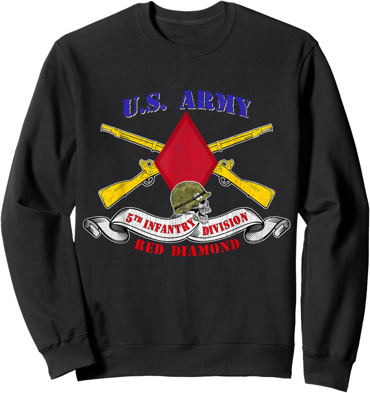 5th Infantry Division 5th ID Red Diamond Veteran Gifts Sweatshirt - Sweatshirt | Black