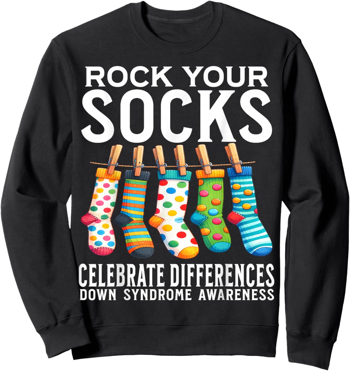 Rock Your Socks Down Syndrome Awareness Support Gifts Kids Sweatshirt - Sweatshirt | Black