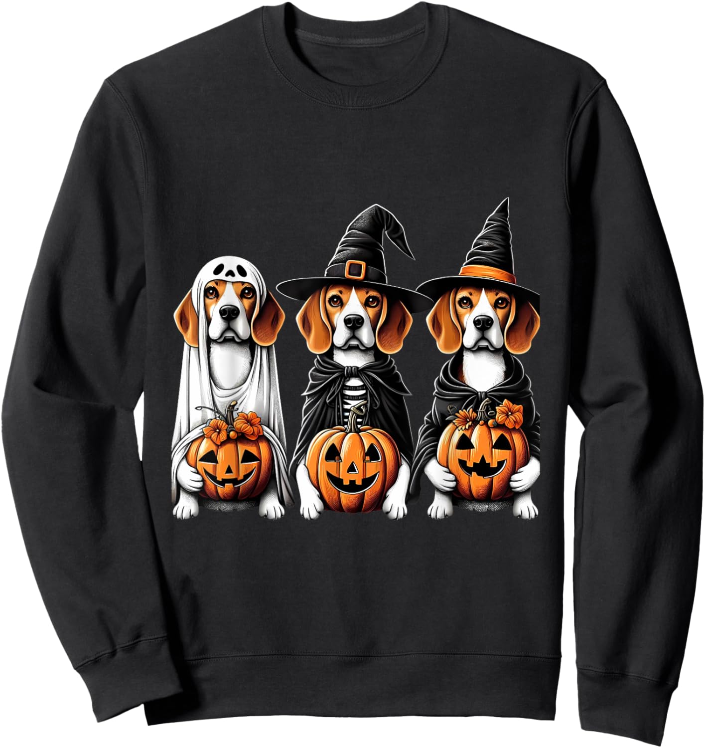Beagle Ghost Halloween Dog Lovers Men Women Kids Sweatshirt - Sweatshirt | Black