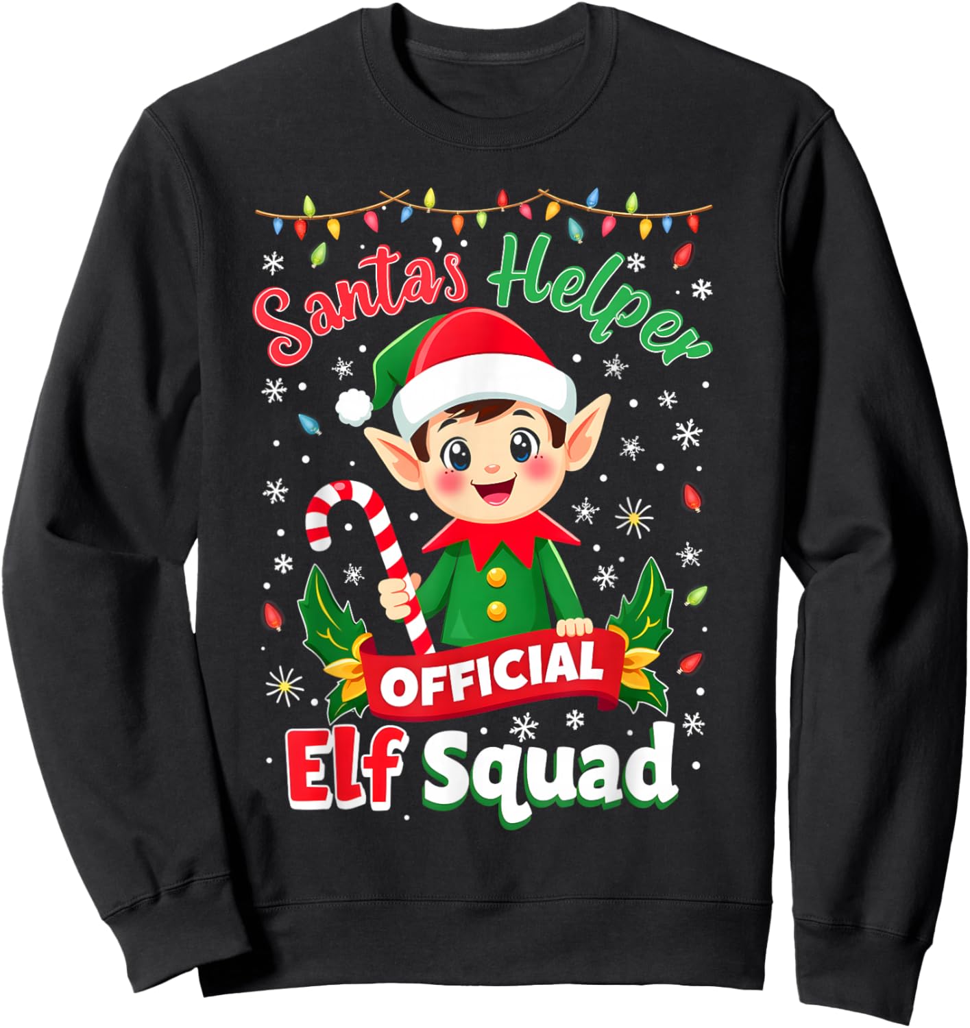 Elf Squad Santa's Holiday Helper Cute Elves Family Group Sweatshirt - Sweatshirt | Black