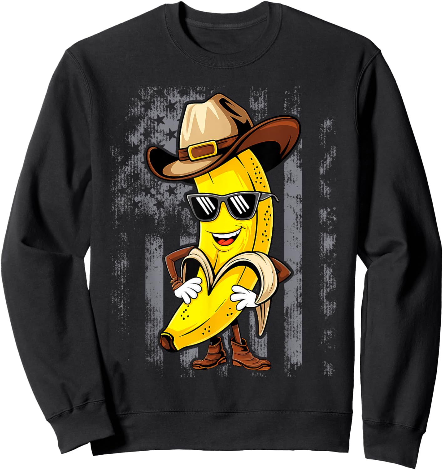 Banana Cowboy Cowgirl Country Western Novelty Funny Banana Sweatshirt - Sweatshirt | Black