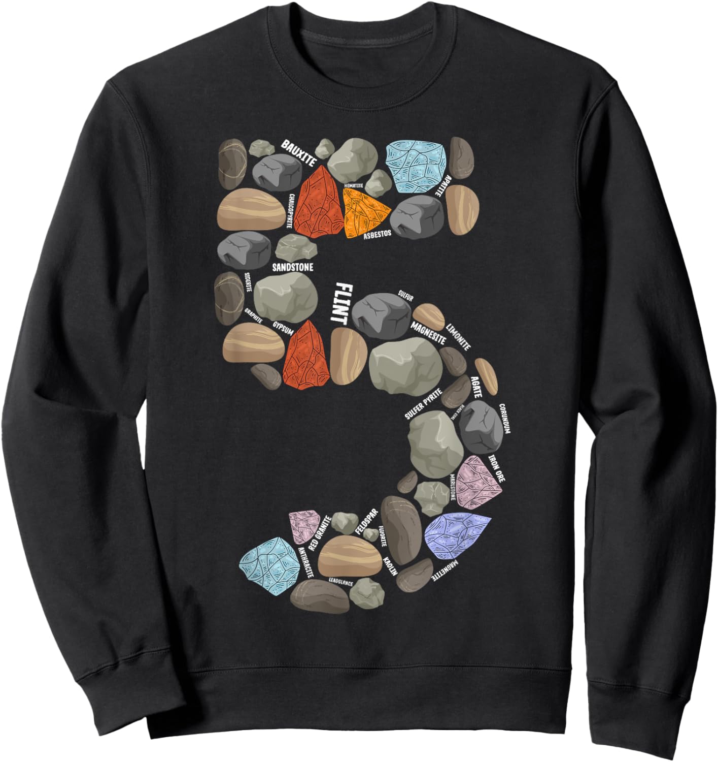 Geology Rocks 5 Years Old 5th Birthday Rock Collecting Sweatshirt - Sweatshirt | Black
