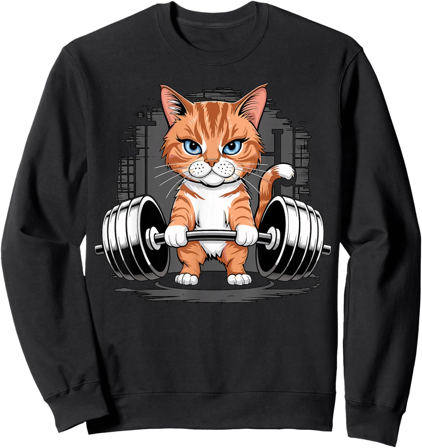 Orange Cat Bodybuilder Fitness Gym Sweatshirt - Sweatshirt | Black