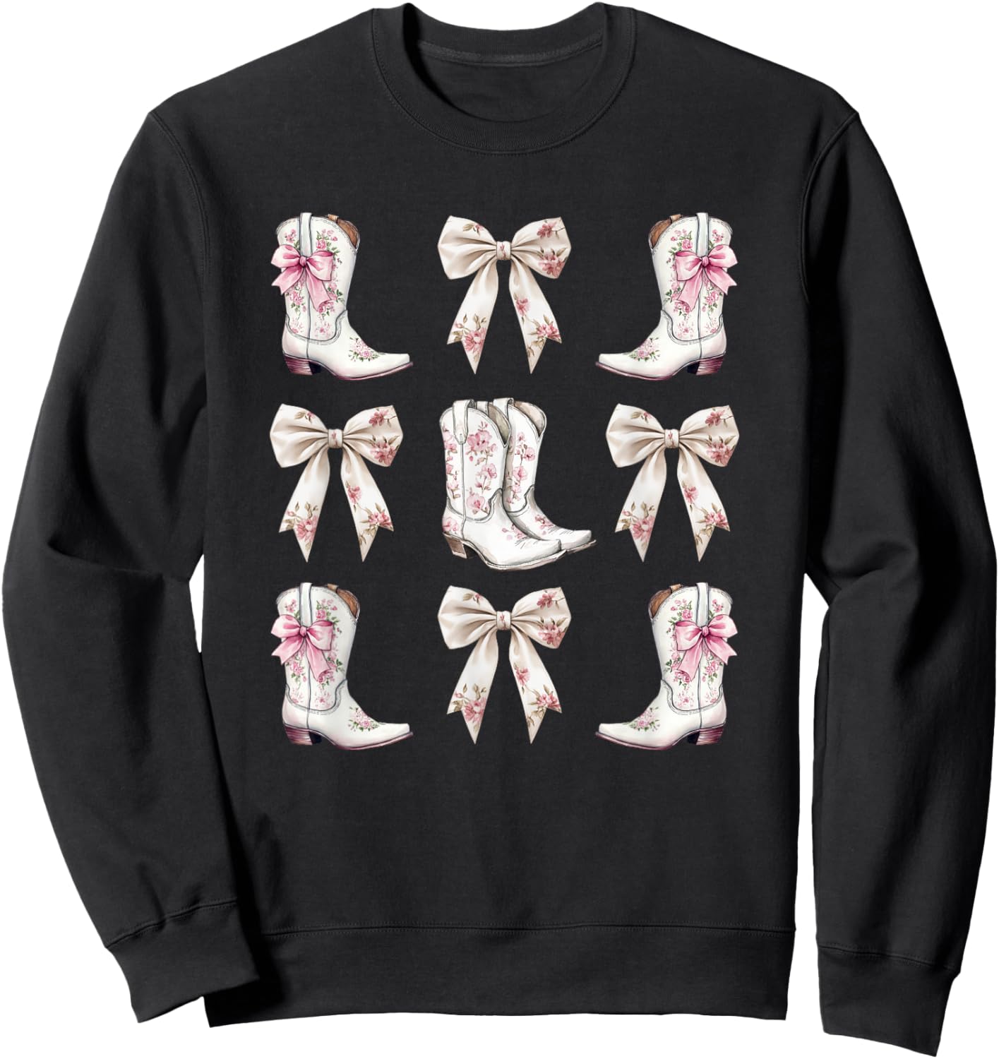 Cowgirl Pink toile coquette bows Sweatshirt - Sweatshirt | Black