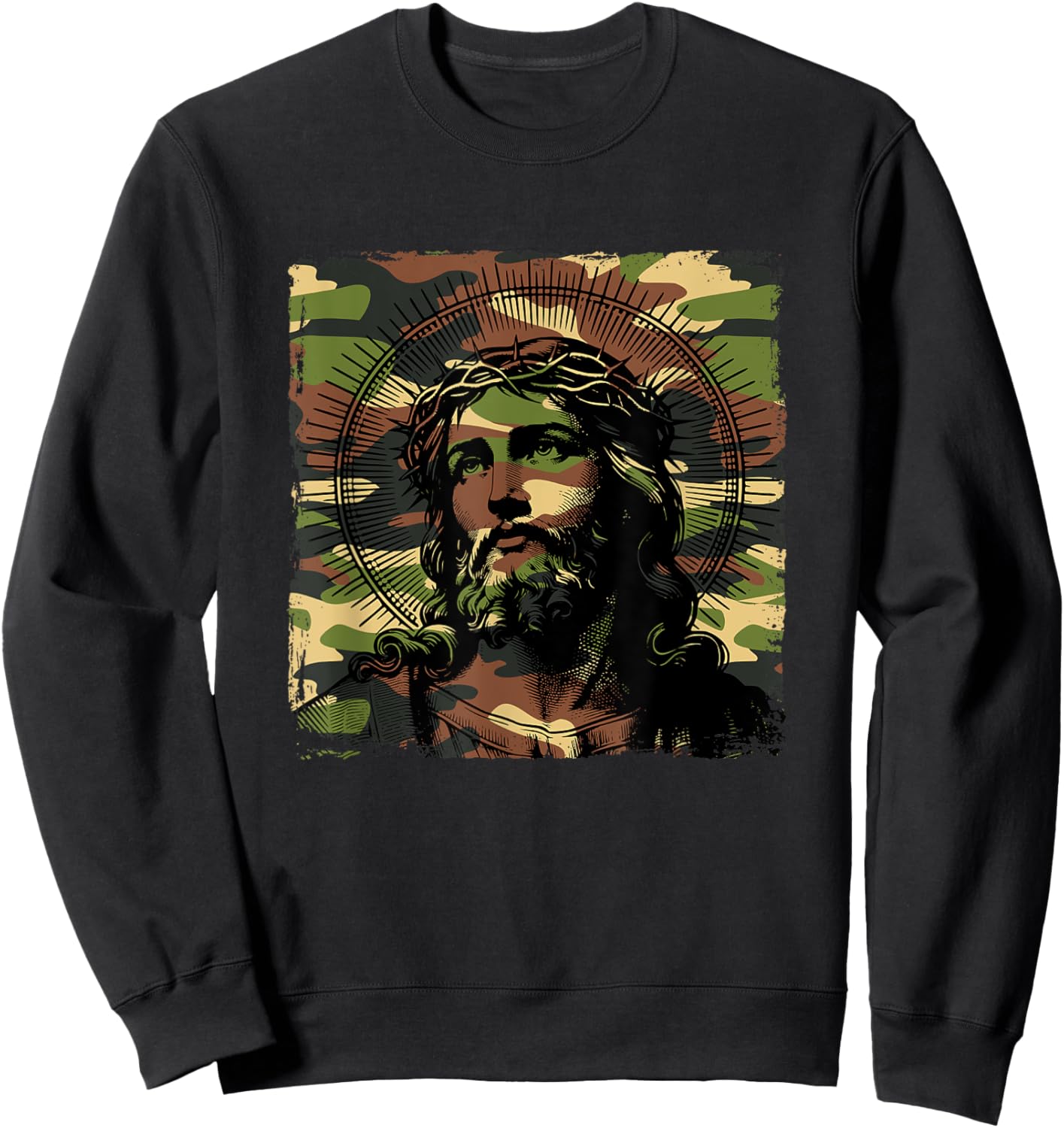 Jesus Camo Camouflage Christian Bible Faith Hunting Church Sweatshirt - Sweatshirt | Black