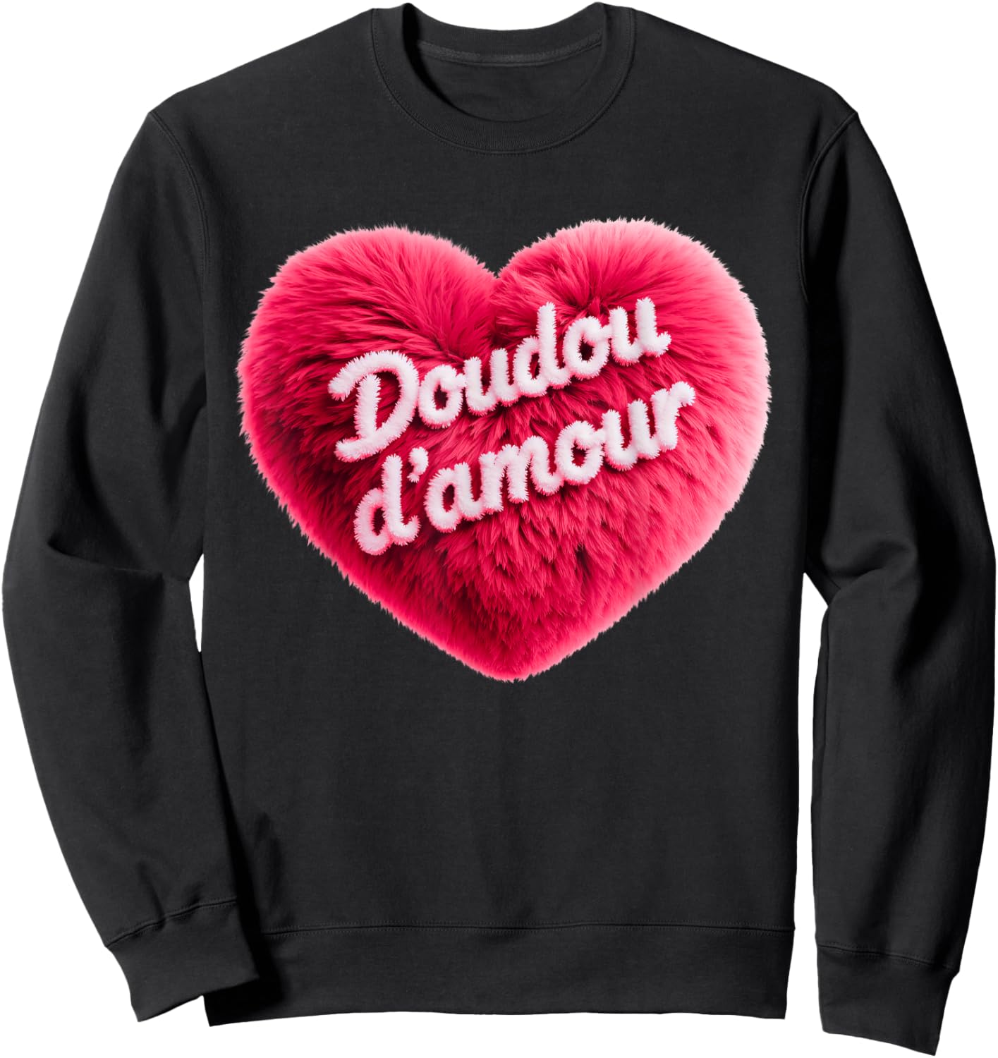 Doudou D'Amour Cute and Humorous Valentine's Day Sweatshirt - Sweatshirt | Black