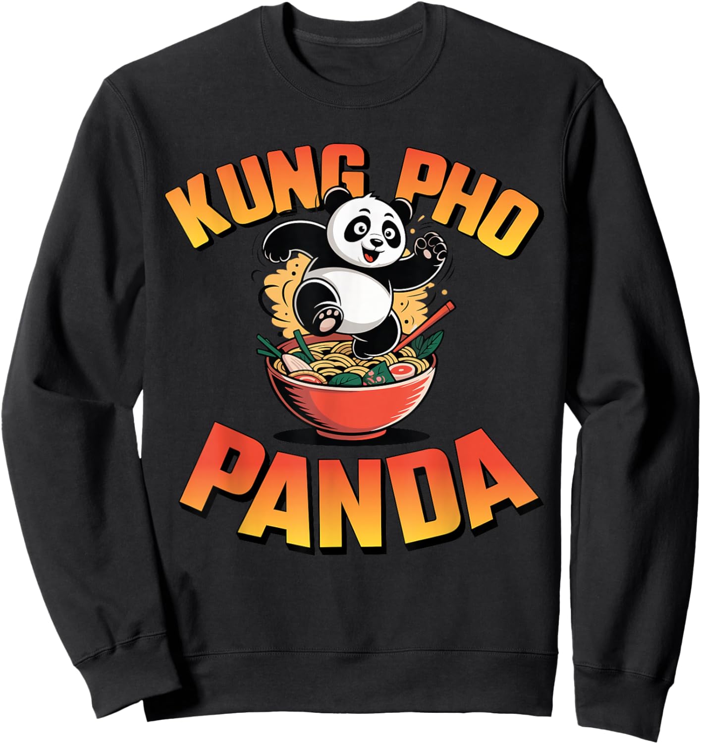 Pholicious Panda Vietnamese Pho Lover Design Kung Fu Sweatshirt - Sweatshirt | Black
