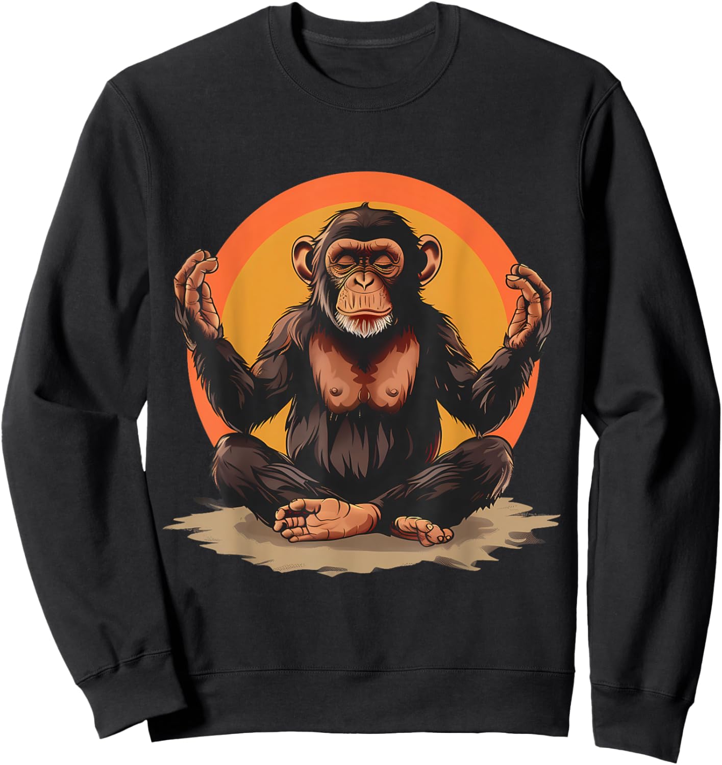 Meditation Monkey Spiritual Yoga Zen Buddha Hindu Buddhist Sweatshirt - Sweatshirt | Black