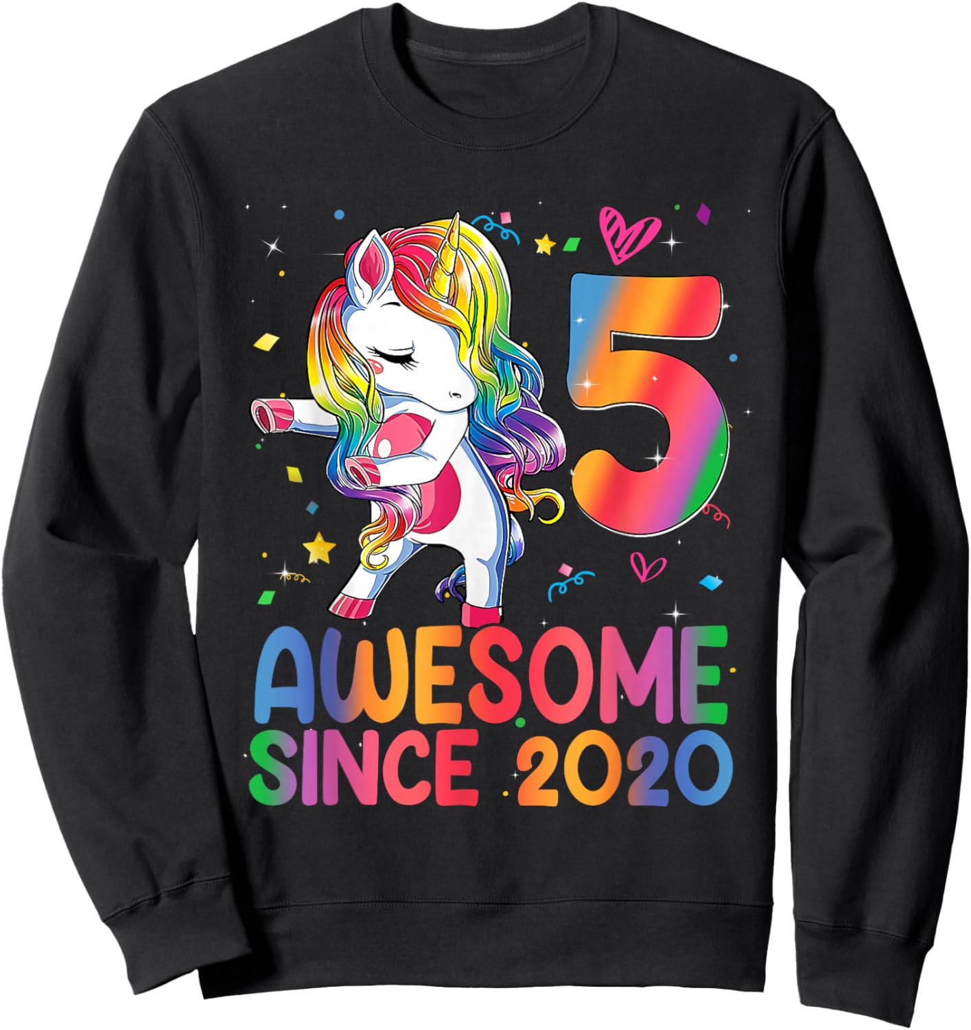 Awesome Since 2020 Unicorn 5th Birthday Gifts Girls Teens Sweatshirt - Sweatshirt | Black