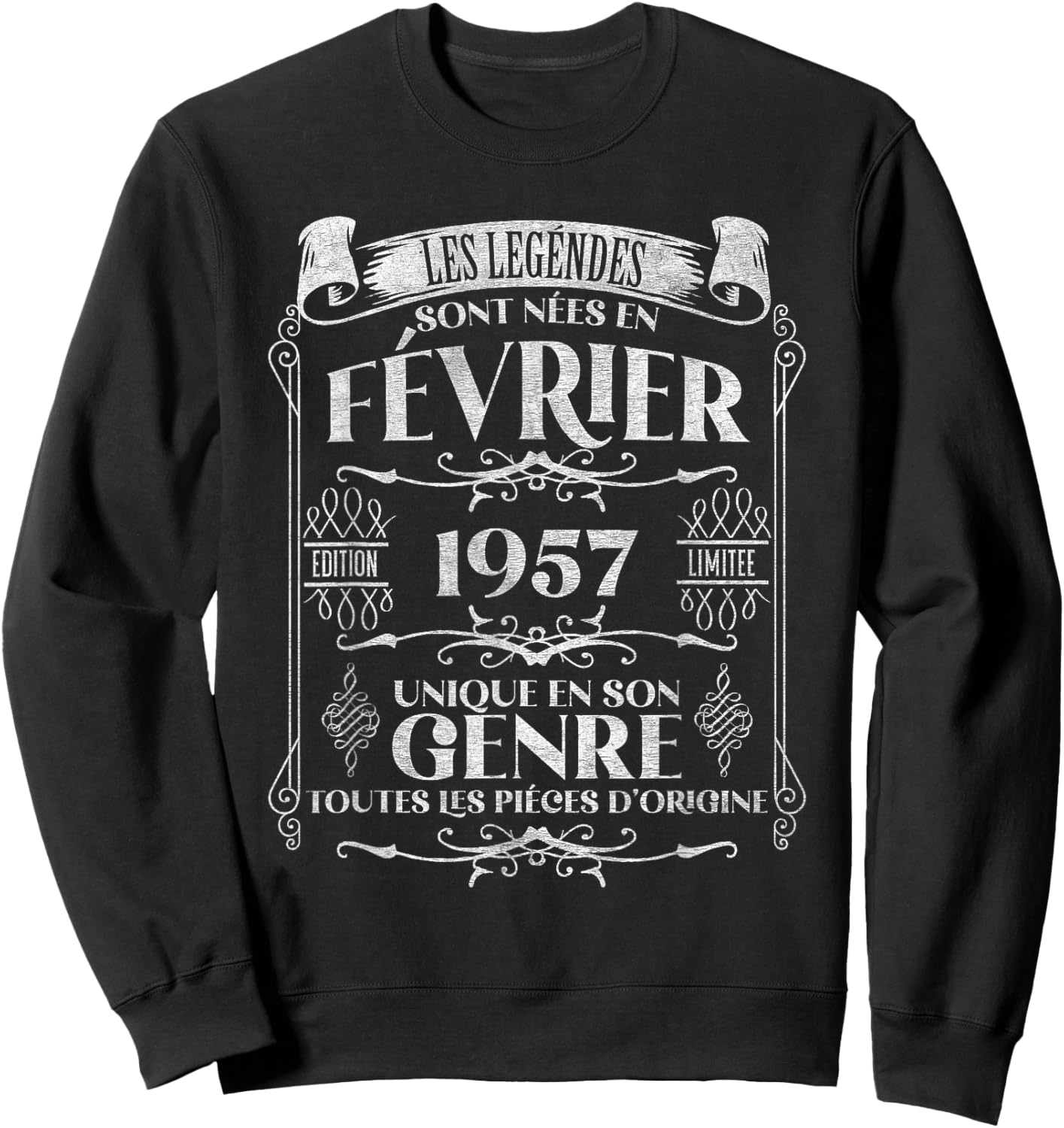 69 Years Anniversary Man Vintage Made in February 1957 Sweatshirt - Sweatshirt | Black