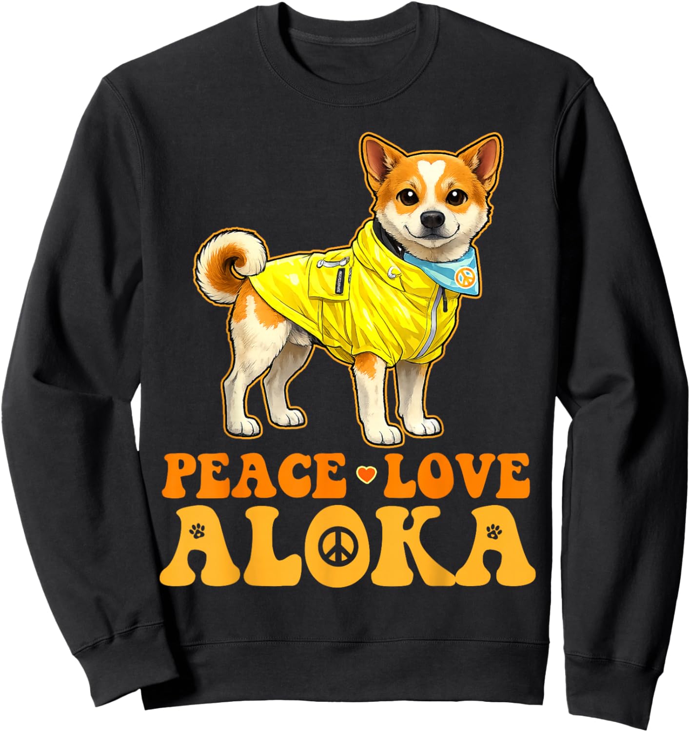 Peace Love Aloka The Peace Dog Women Kids Sweatshirt - Sweatshirt | Black