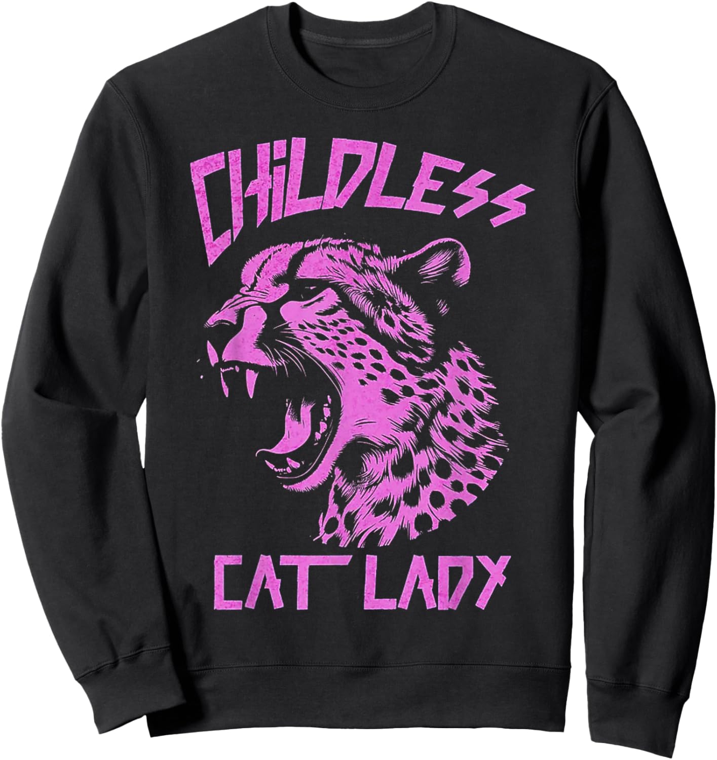 Leopard Childless Cat Lady Sweatshirt - Sweatshirt | Black