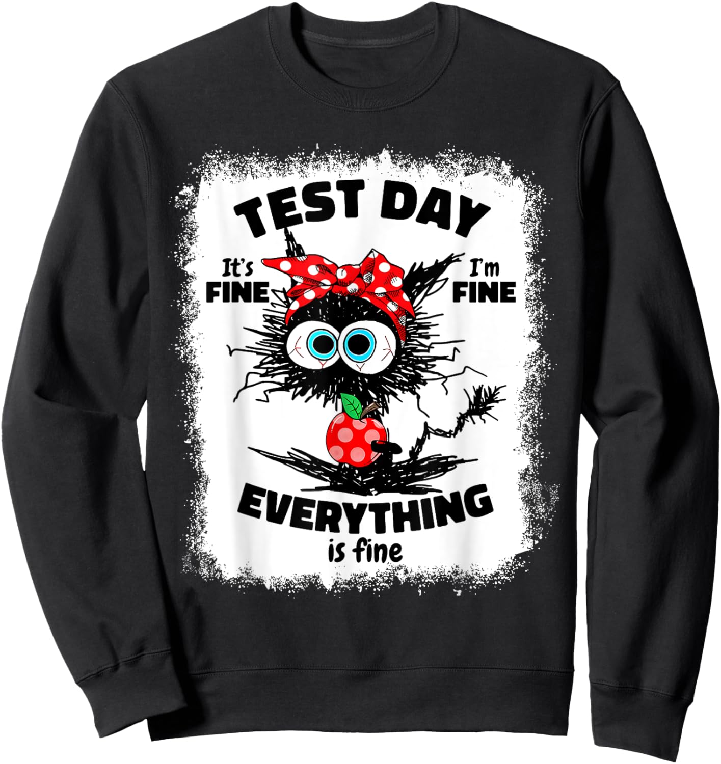 Test Day Funny Stressed Cat Teacher Student Kids Testing Day Sweatshirt - Sweatshirt | Black