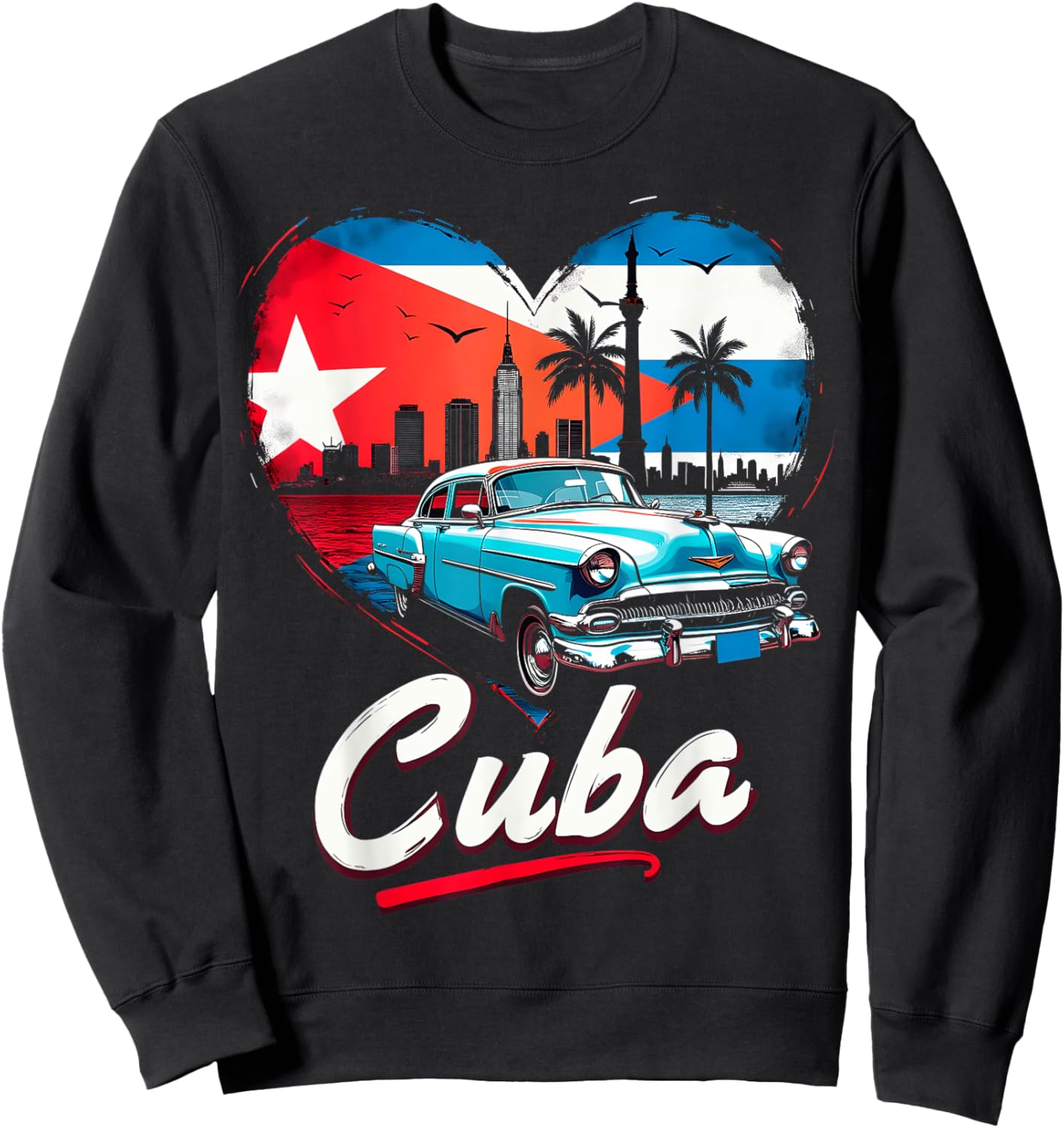 Cuba Retro Love Sweatshirt - Sweatshirt | Black