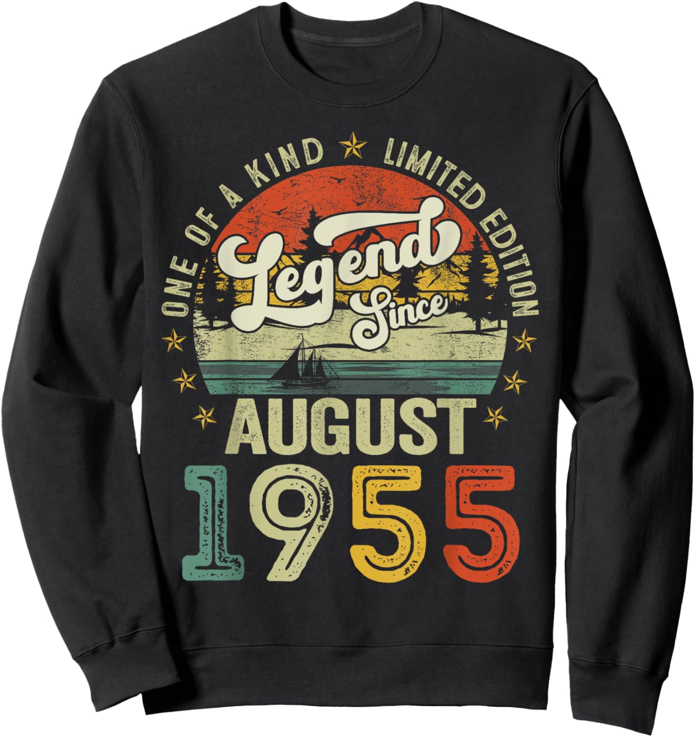 70 Years Old Legend since August 1955 70th Birthday Men Dad Sweatshirt - Sweatshirt | Black