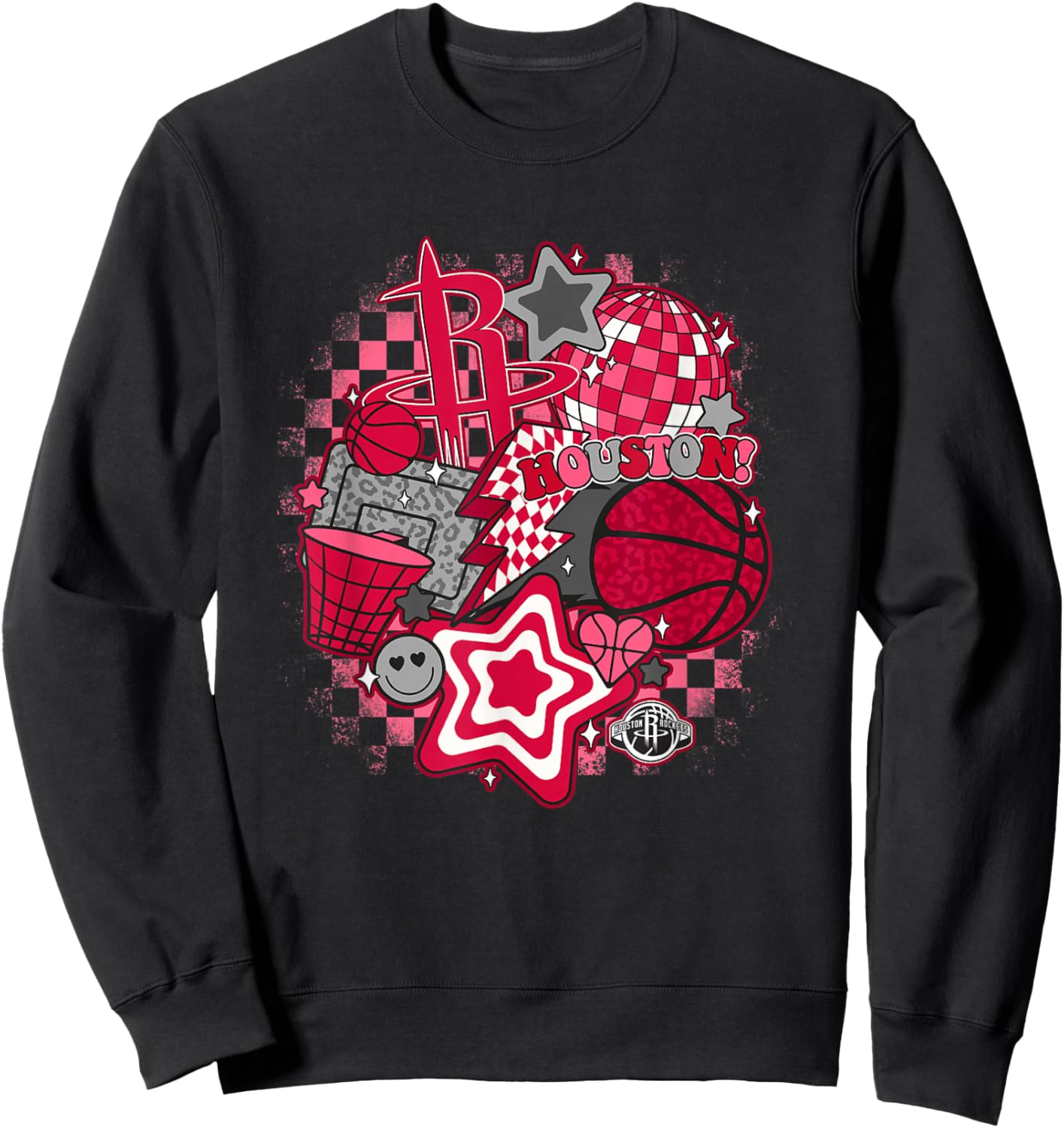 NBA Houston Rockets Psychedelic Basketball Collage Sweatshirt - Sweatshirt | Black