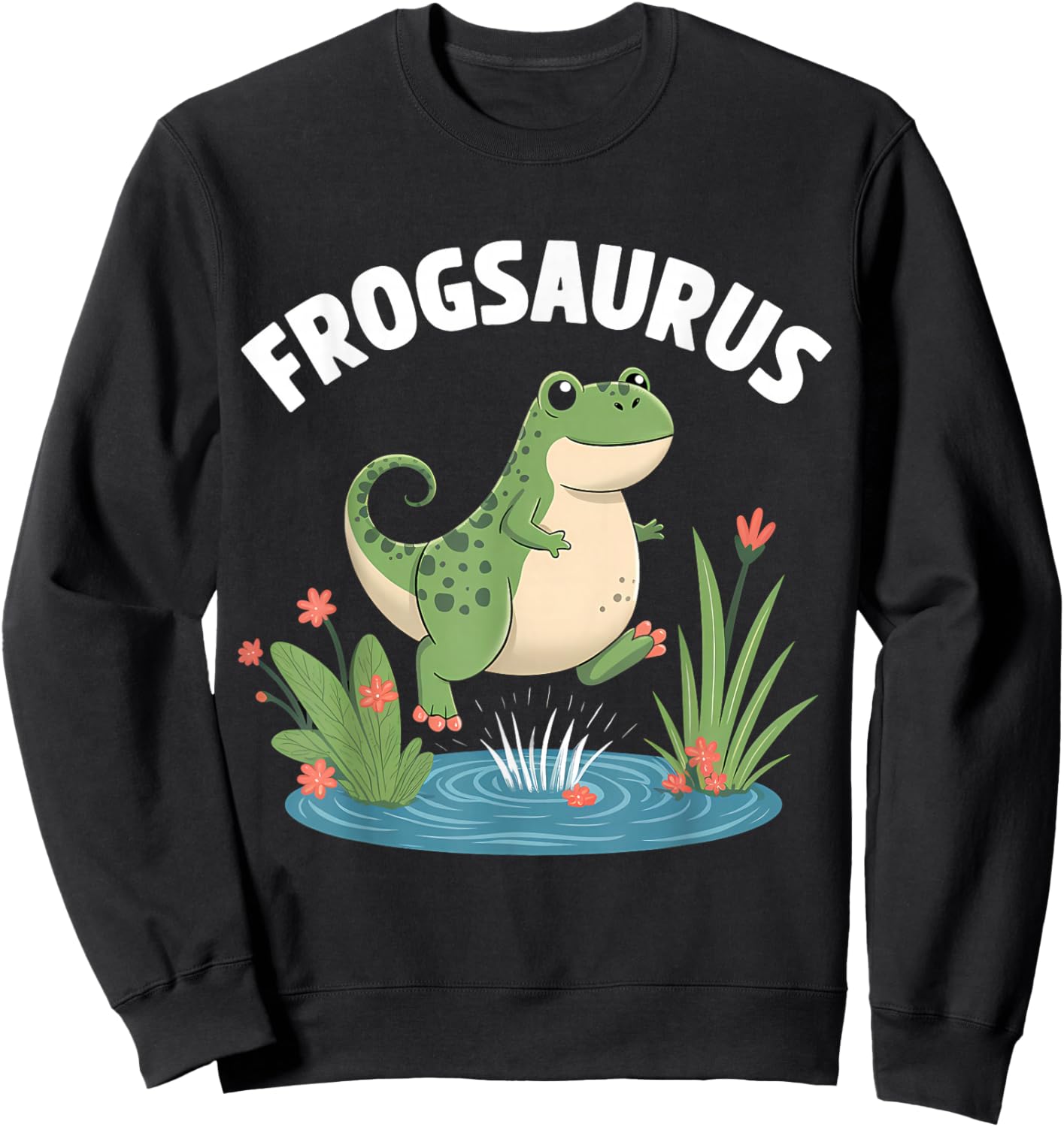 Frog Dinosaur Toad T-Rex Dino Funny Frog Sweatshirt - Sweatshirt | Black