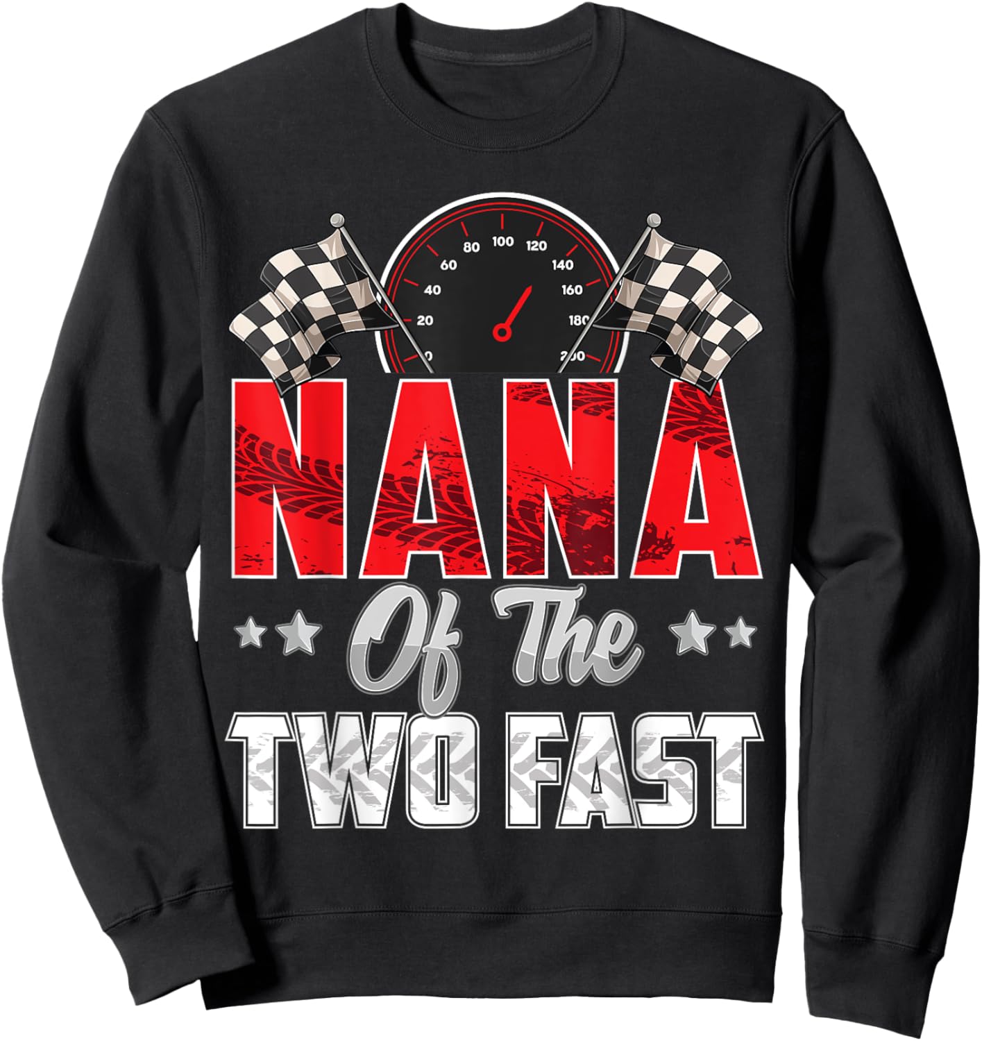 2 year old racing car two fast birthday 2nd Family Nana Sweatshirt - Sweatshirt | Black