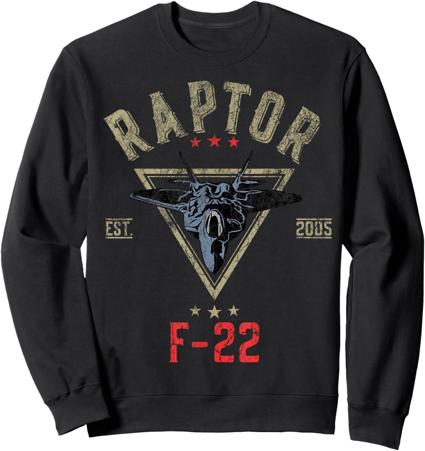 Vintage F-22 Raptor Fighter Jet | Aircraft Veteran Sweatshirt - Sweatshirt | Black