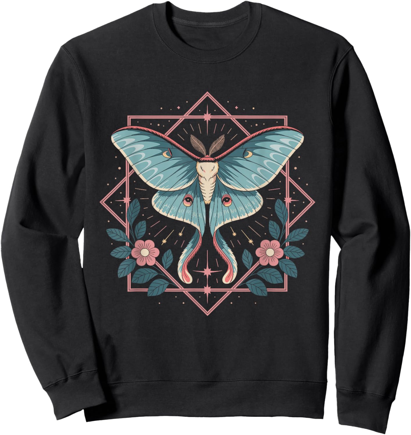 Fairycore Fairy Grunge Aesthetic Goth Fairycore Luna Moth Sweatshirt - Sweatshirt | Black