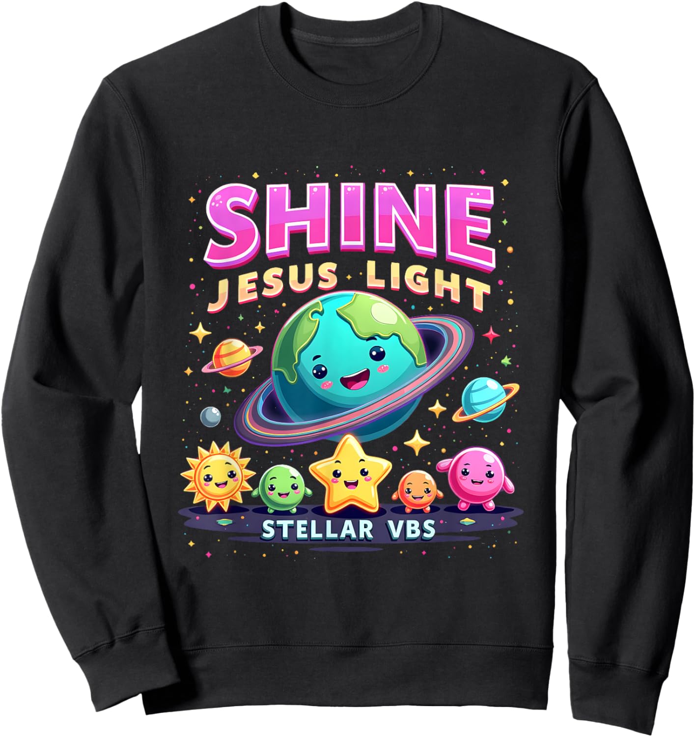 VBS 2025 Jesus Vacation School Camp Christian Stellar Space Sweatshirt - Sweatshirt | Black