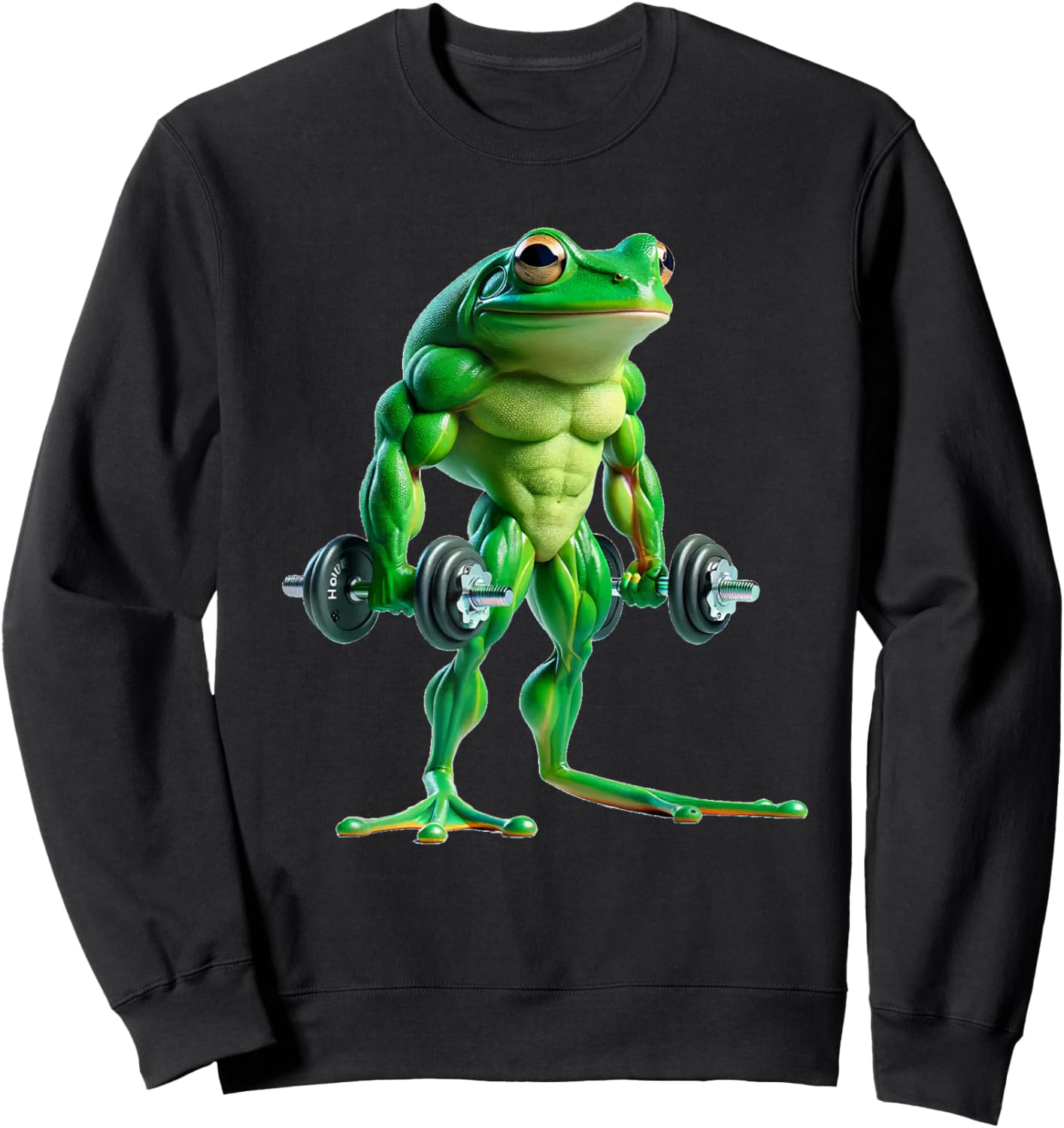 Buff Frog Lifting Weights Funny Fitness Workout Gym Lover Sweatshirt - Sweatshirt | Black