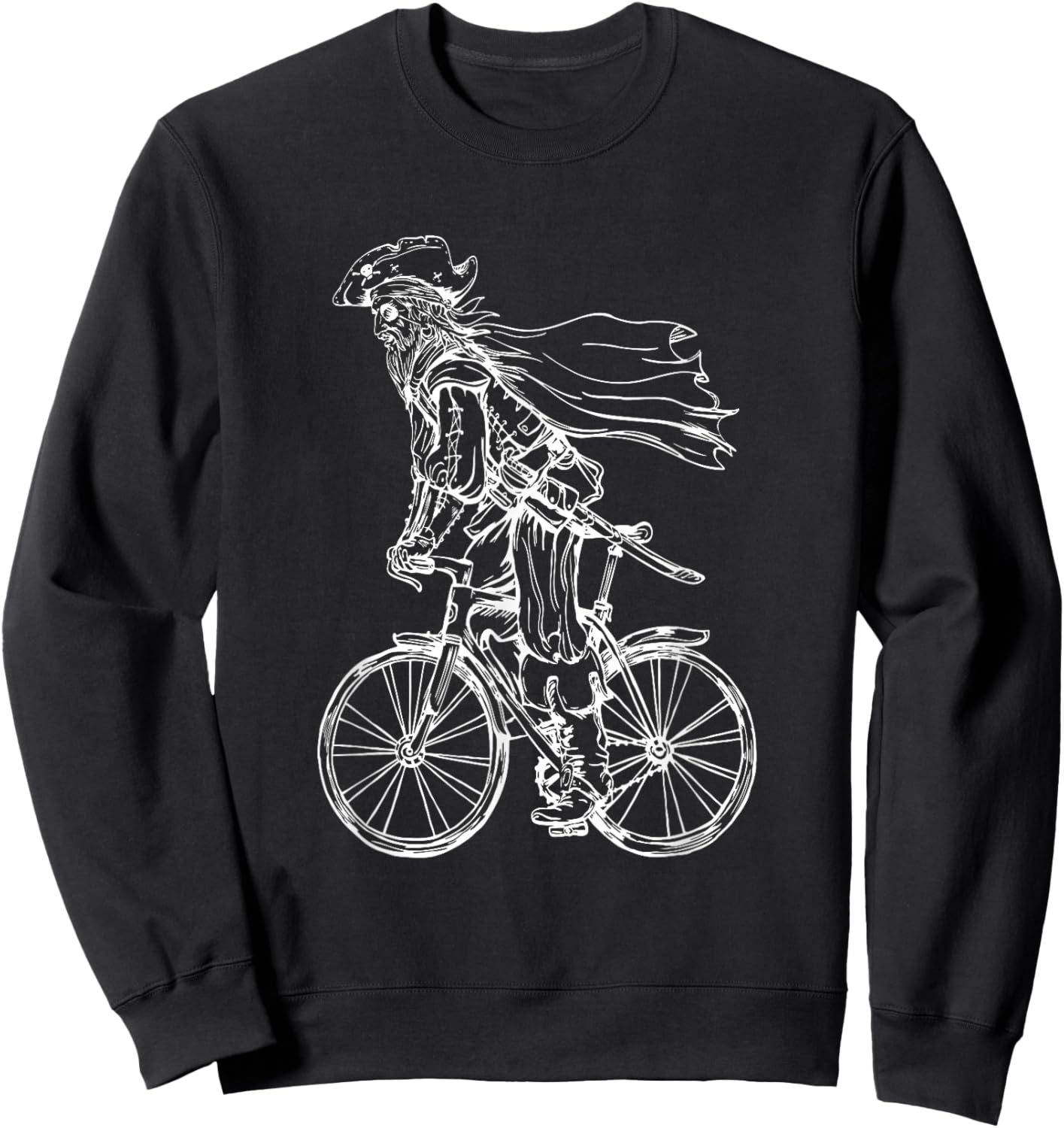 Pirate Cycling Bicycle Funny Cyclist Biker Riding Bike Sweatshirt - Sweatshirt | Black