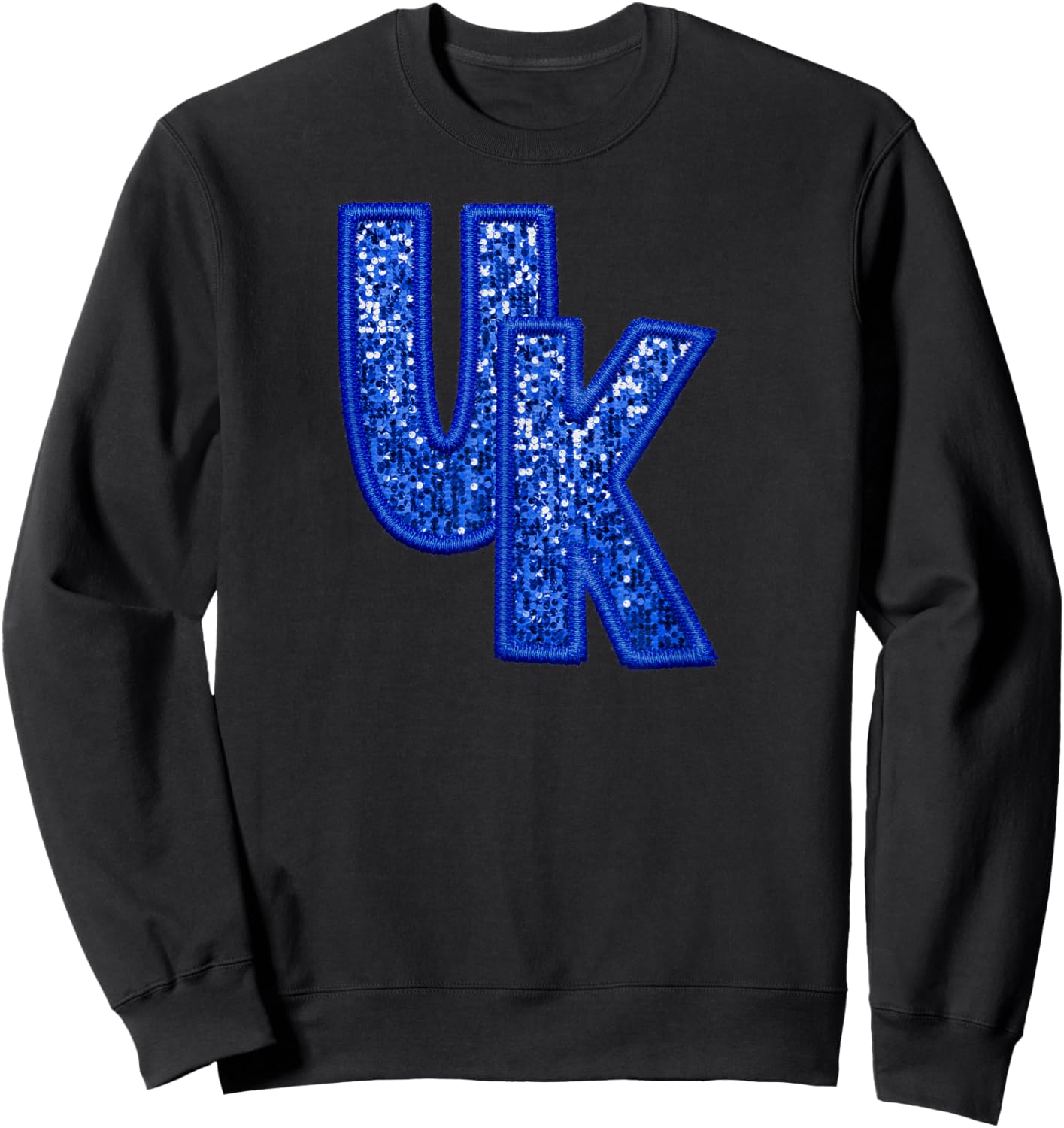 UK Blue Faux Embroidery & Sequins Sweatshirt - Sweatshirt | Black