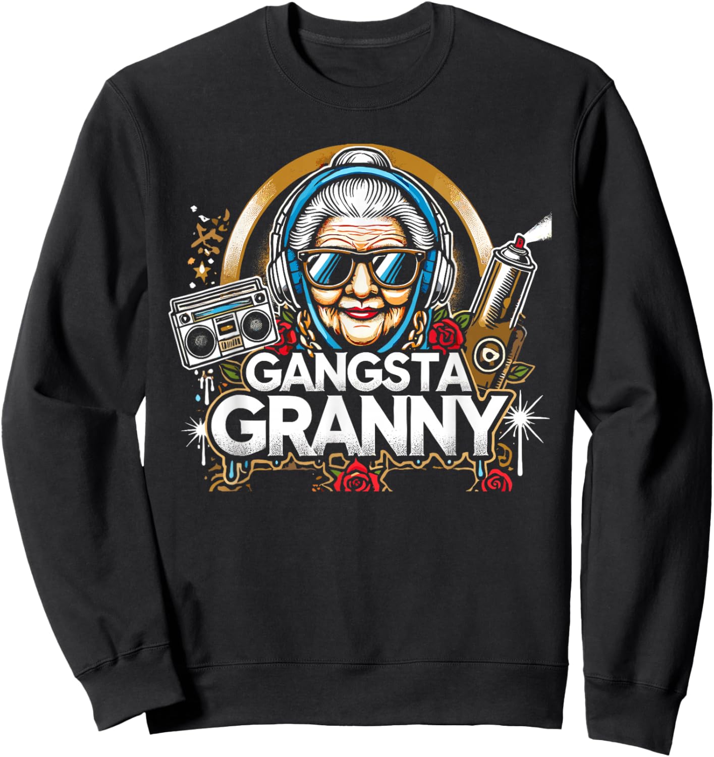 Emo Gangsta Granny Gangster Grandmother Grandma Grammy Sweatshirt - Sweatshirt | Black