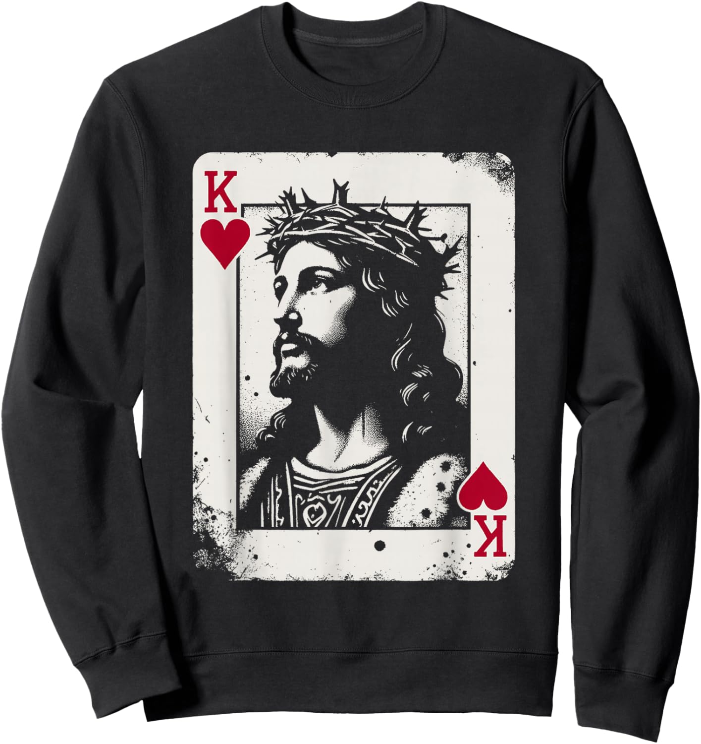 Jesus King of Hearts - Vintage Religious Card Game Lover Sweatshirt - Sweatshirt | Black